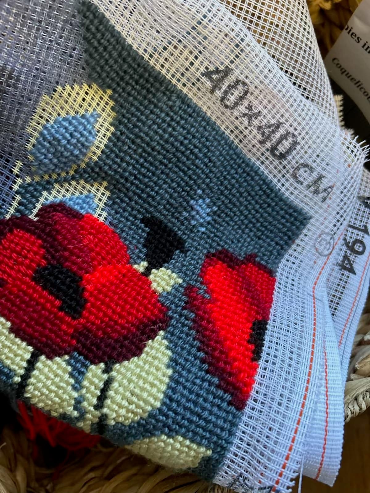 Brvsk Poppies in The Evening. Needlepoint Kit. Throw Pillow 16x16 Inches. Printed Tapestry Canvas, European Quality customer photo 1