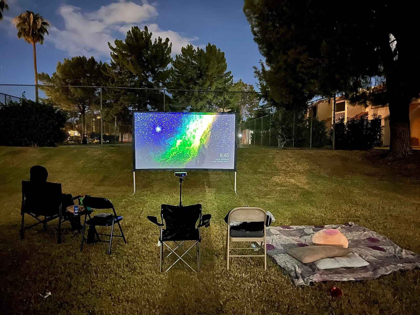 Projector Screen 120 inch,Outdoor Projector Screen with 3-Layers PVC customer photo 1