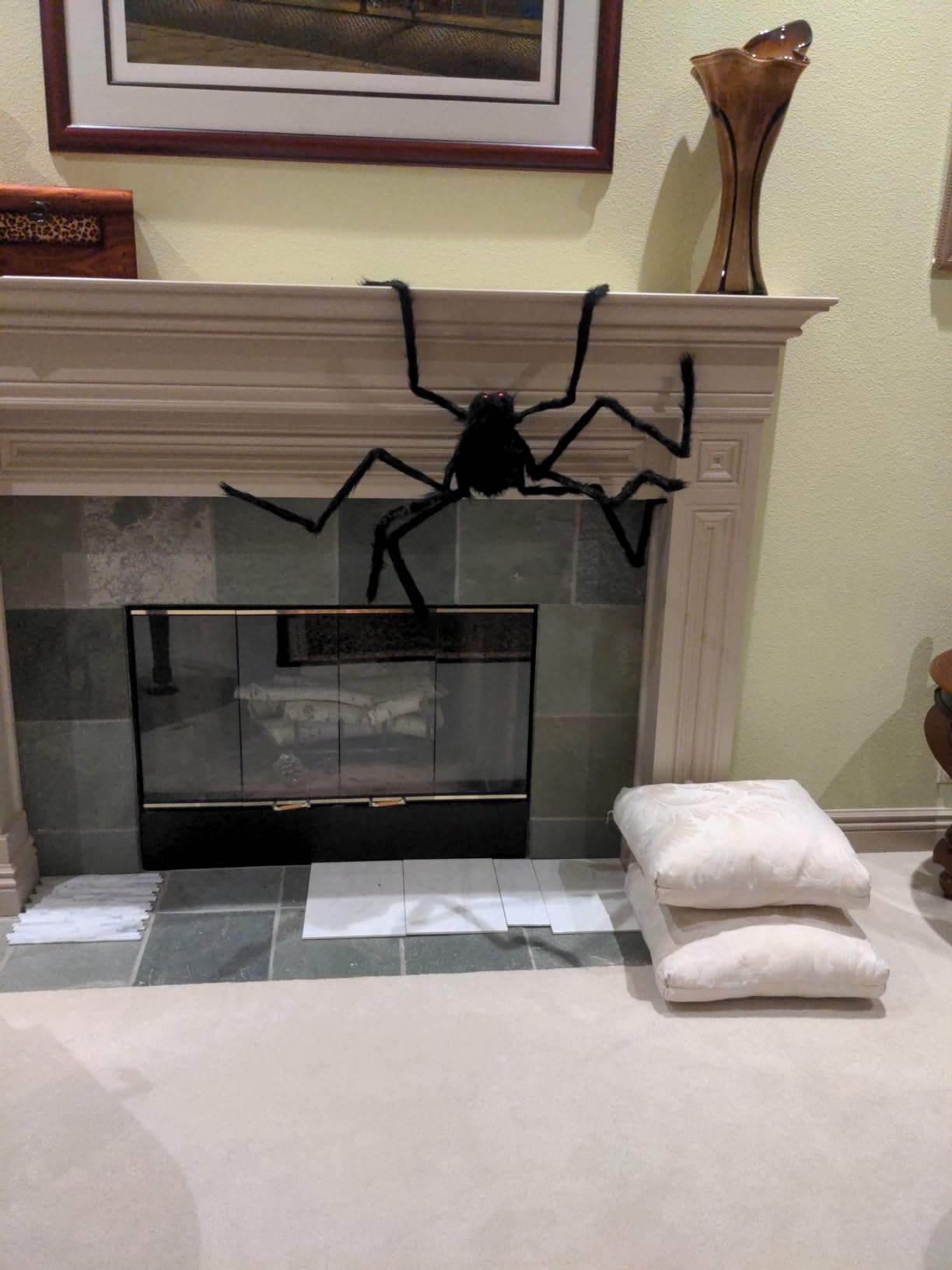 JOYIN 2 Pack 5 Ft Halloween Outdoor Decorations Hairy Black Spider, Scary Giant Spider customer photo 2