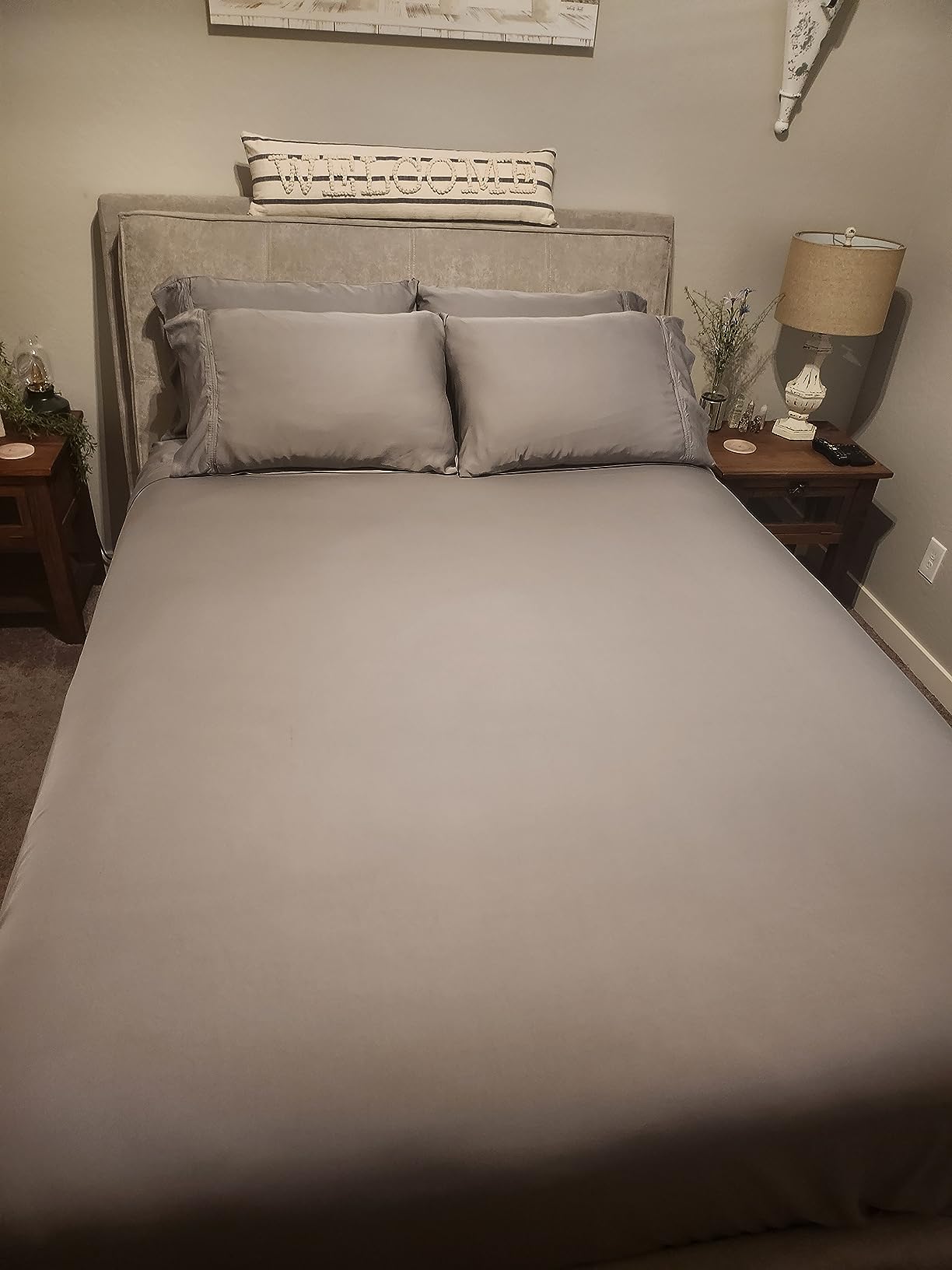 BAMPURE 100% Rayon from Bamboo Sheets Queen Size - 4pc Cooling Sheets Queen | Breathable, Viscose Bamboo Cooling Sheets for Hot Sleepers - up to 16 Deep Pocket - Ultra Soft Hotel Luxury Bed Sheets - White customer photo 2
