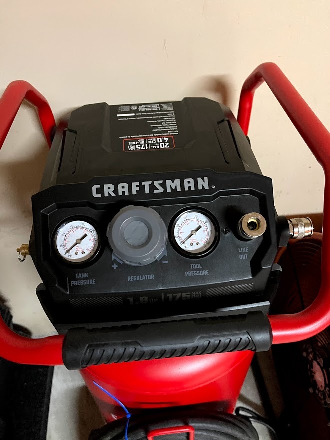 Craftsman Air Compressor, 20 Gallon Oil-Free 1.8 HP Max 175 PSI Pressure Two Quick Couplers Big Capacity, Red- CMXECXA0232043 customer photo 2