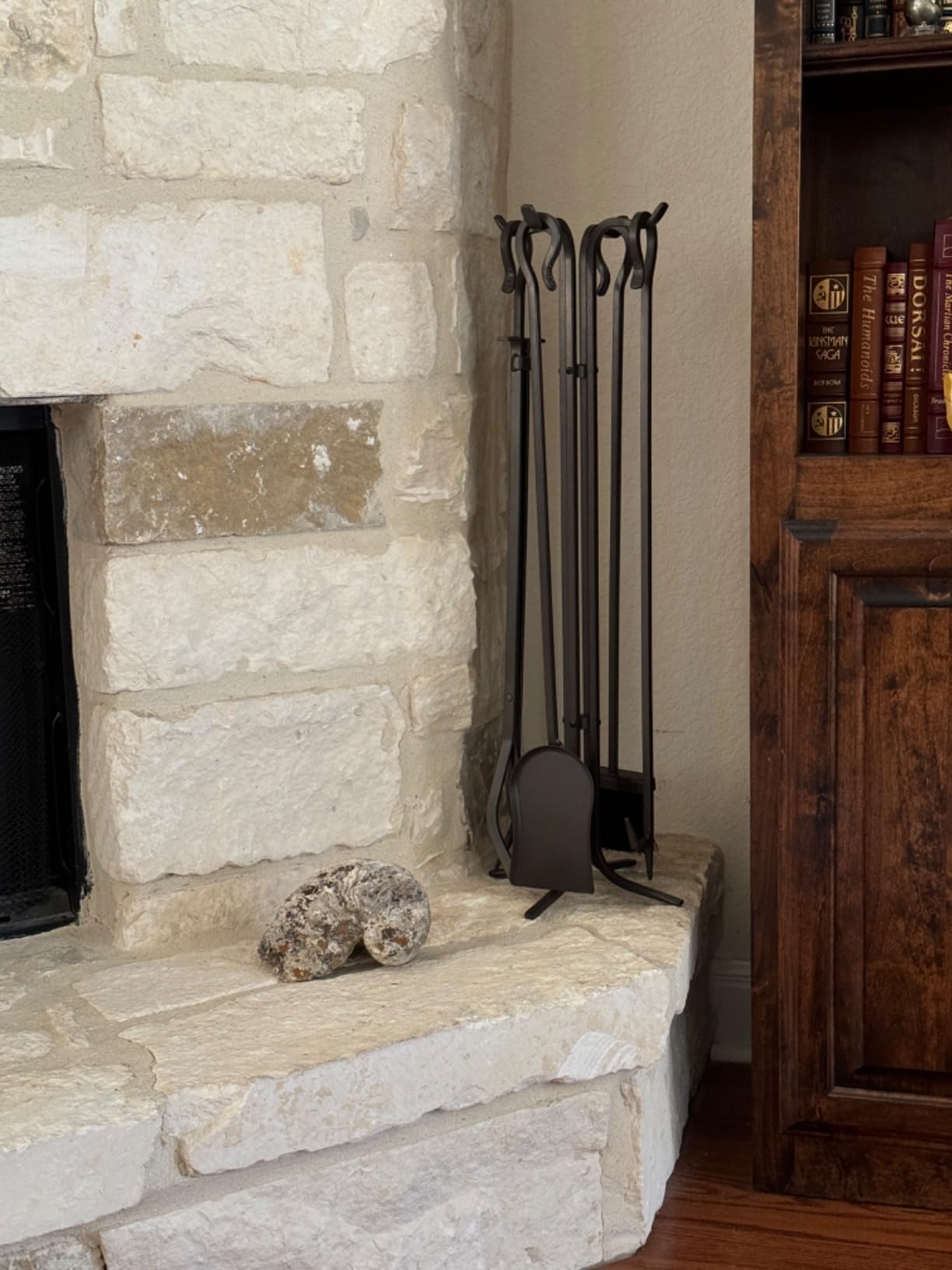 Plow & Hearth 5 Piece Hand Forged Iron Fireplace Tool Set 32.5