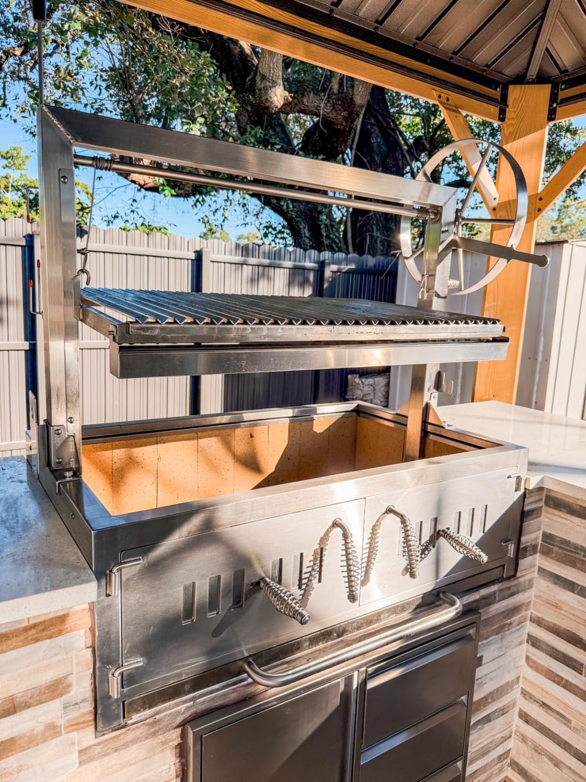 Built In/Table Top Charcoal Outdoor BBQ, Stainless Steel #430 Body and #304 Grates, Rotisserie Parrilla Santa Maria/Argentine Grill Spit customer photo 1
