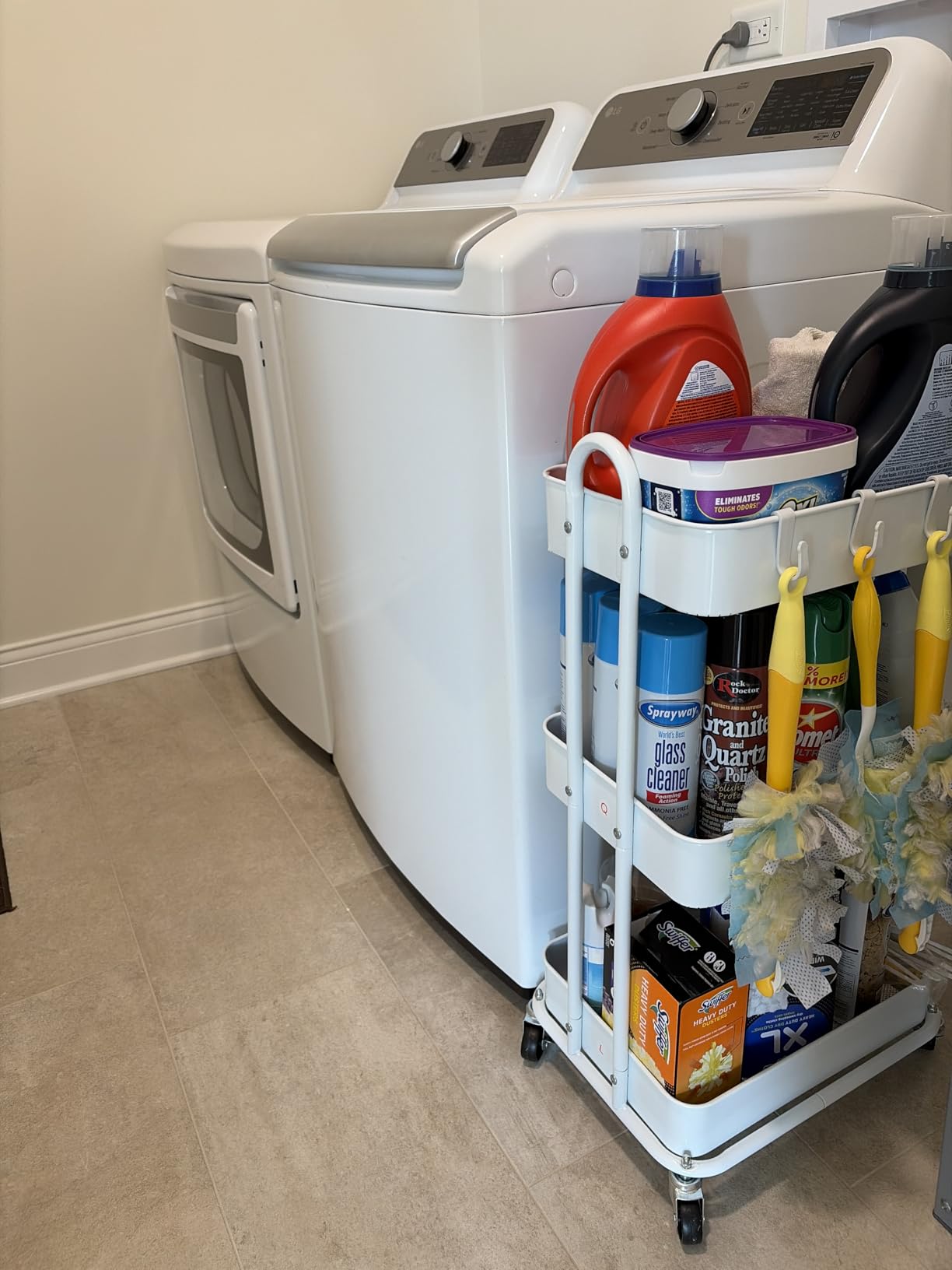 Simple Houseware 3-Tier Heavy Duty Metal Utility Rolling Cart, White customer photo 1