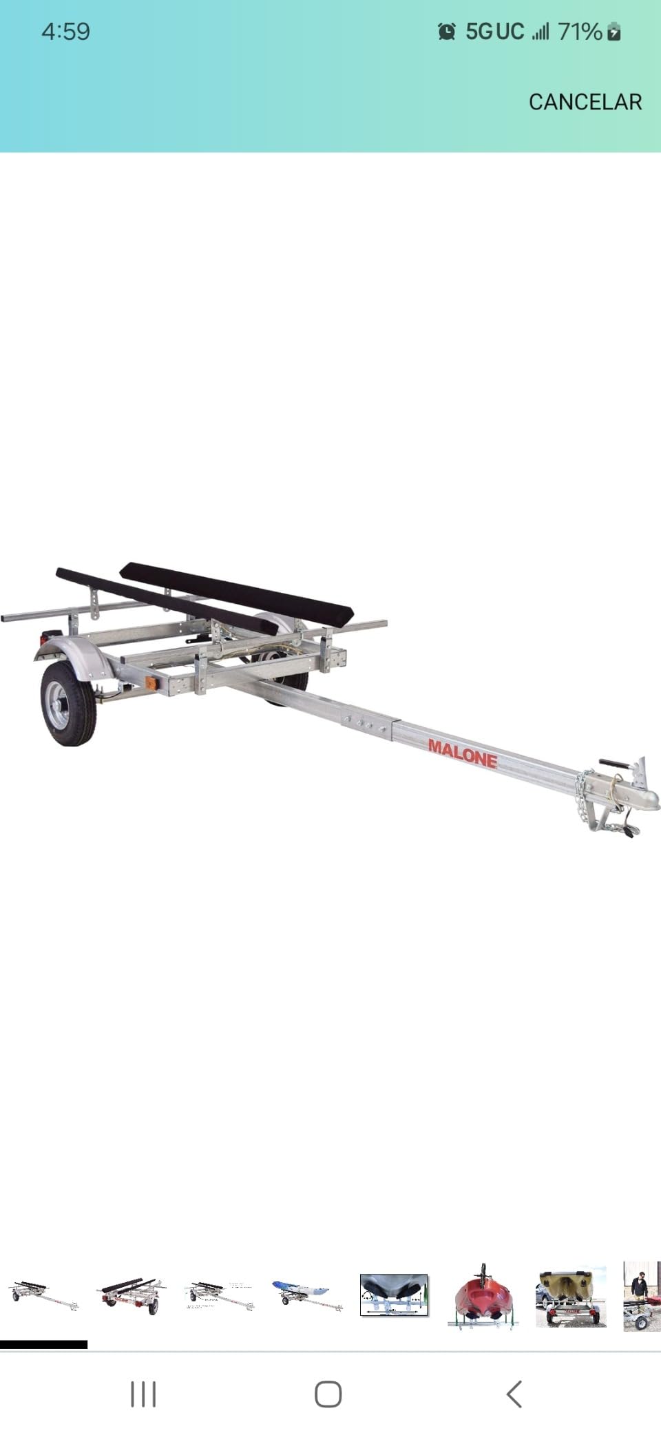 Malone MPG586XB EcoLight 1 Kayak Trailer with 1 Bunk Kayak Carrier | 14' / 400 lbs Capacity | Fully Submersible | Marine Grade Galvanized Steel Construction customer photo 2