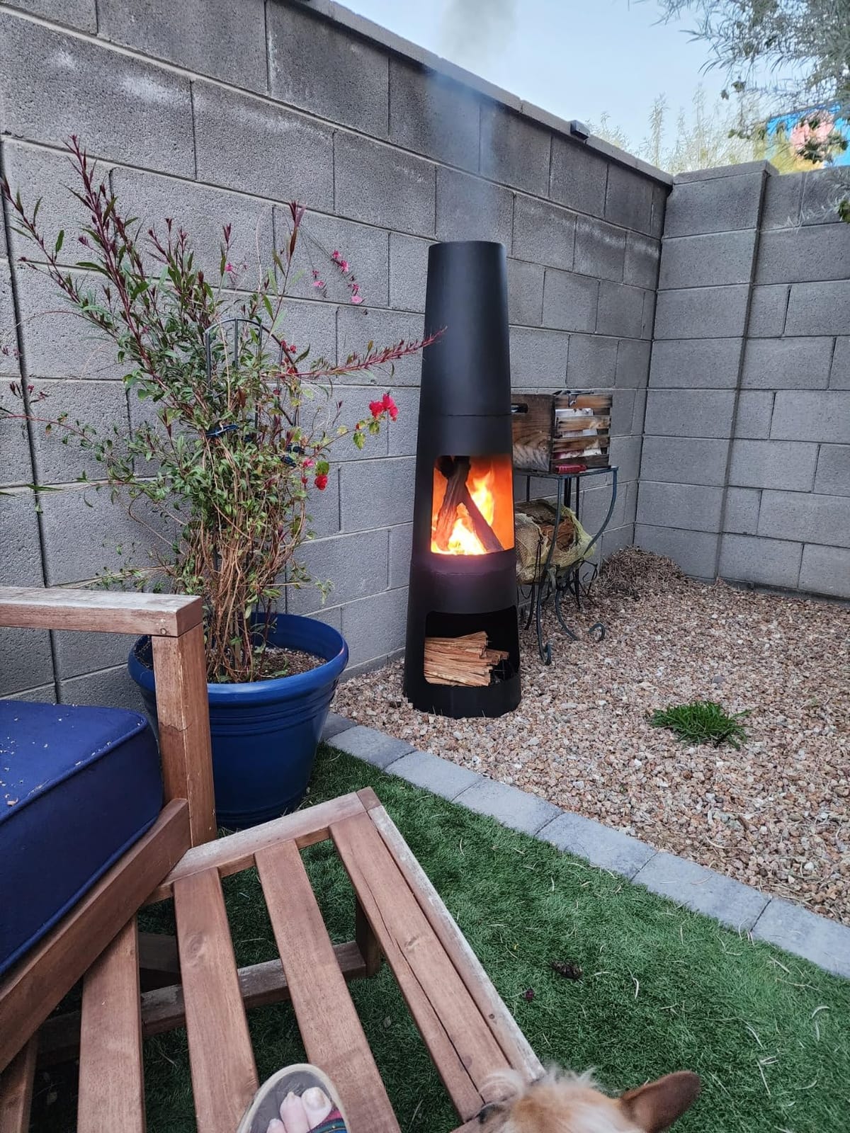 Sunnydaze Chiminea Outdoor Fireplace - Chiminea Fire Pit with Poker and Cover - Outdoor Wood-Burning Fire Pit - Black customer photo 2