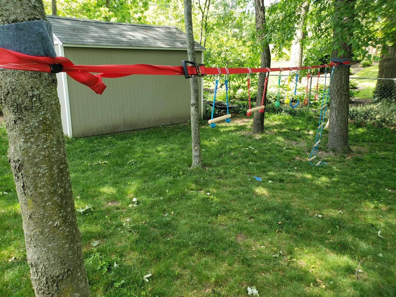 Ninja Warrior Obstacle Course for Kids - 60ft Slackline with 8 Pcs Accessories, Tree Protector & Carry Bag customer photo 1