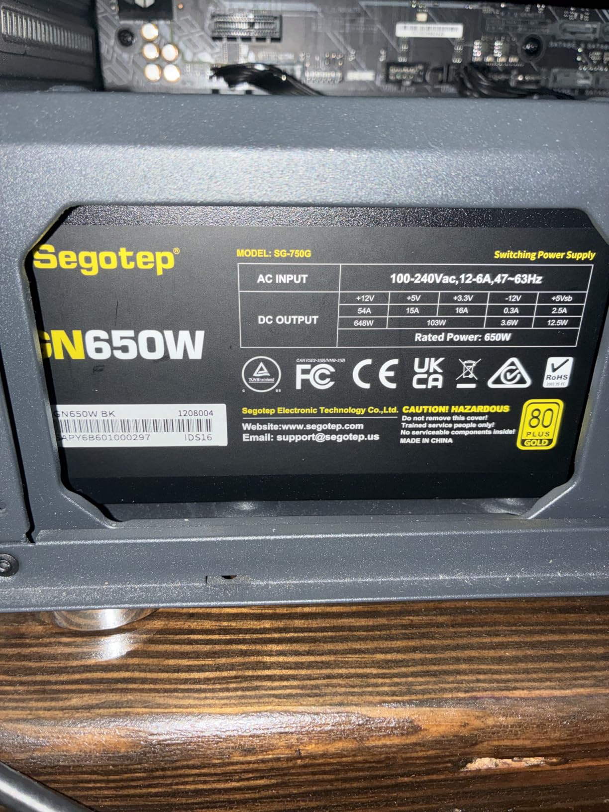 Segotep 650W ATX Power Supply, 80 Plus Gold Certified customer photo 1