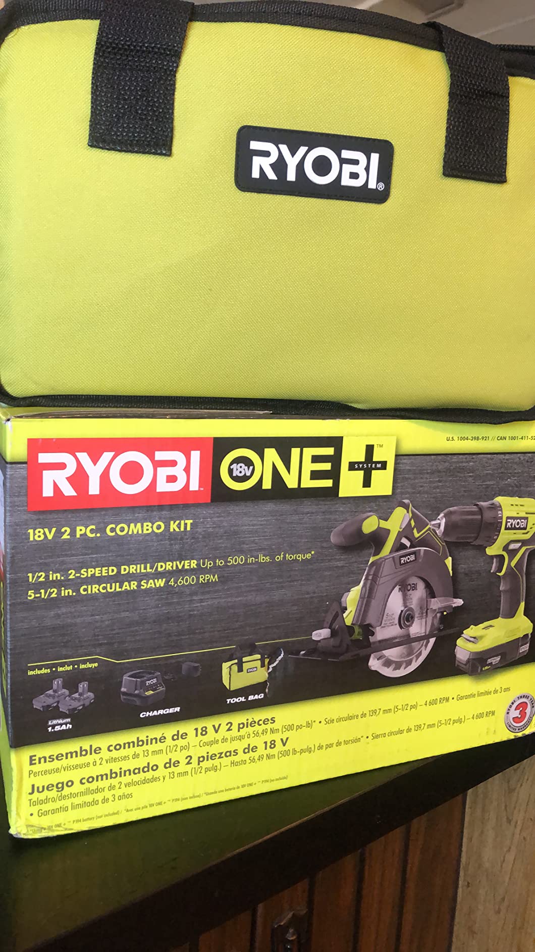 Ryobi P1816 18V Drill and Circular Saw Starter Kit with Two 1.5Ah Batteries and Charger customer photo 1