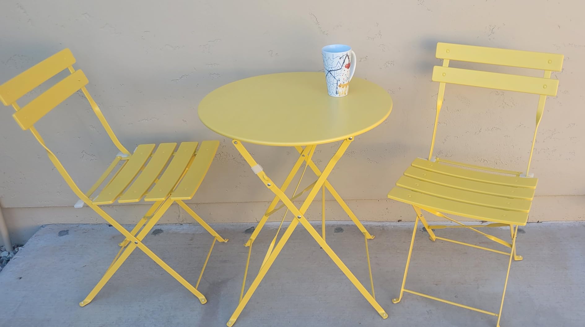 Grand patio 3-Piece Folding Patio Bistro Set Outdoor Porch Balcony, Yellow customer photo 1