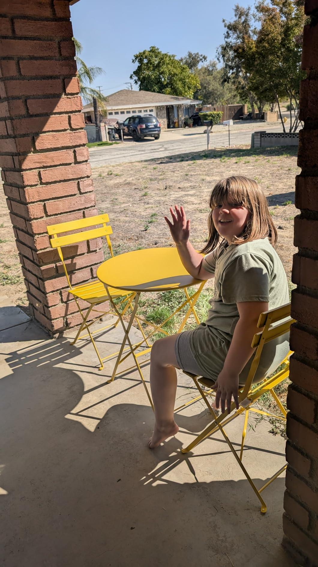 Grand patio 3-Piece Folding Patio Bistro Set Outdoor Porch Balcony, Yellow customer photo 2
