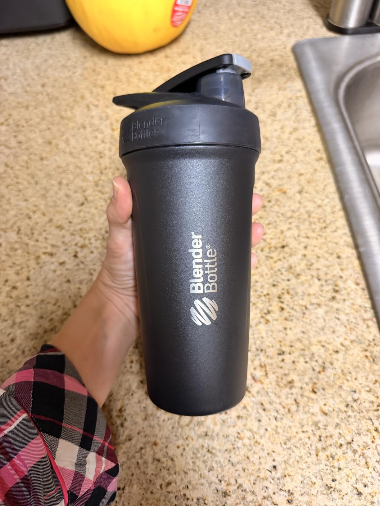 BlenderBottle Sport Flip Stainless Steel Shaker Bottle 24 oz Black customer photo 2