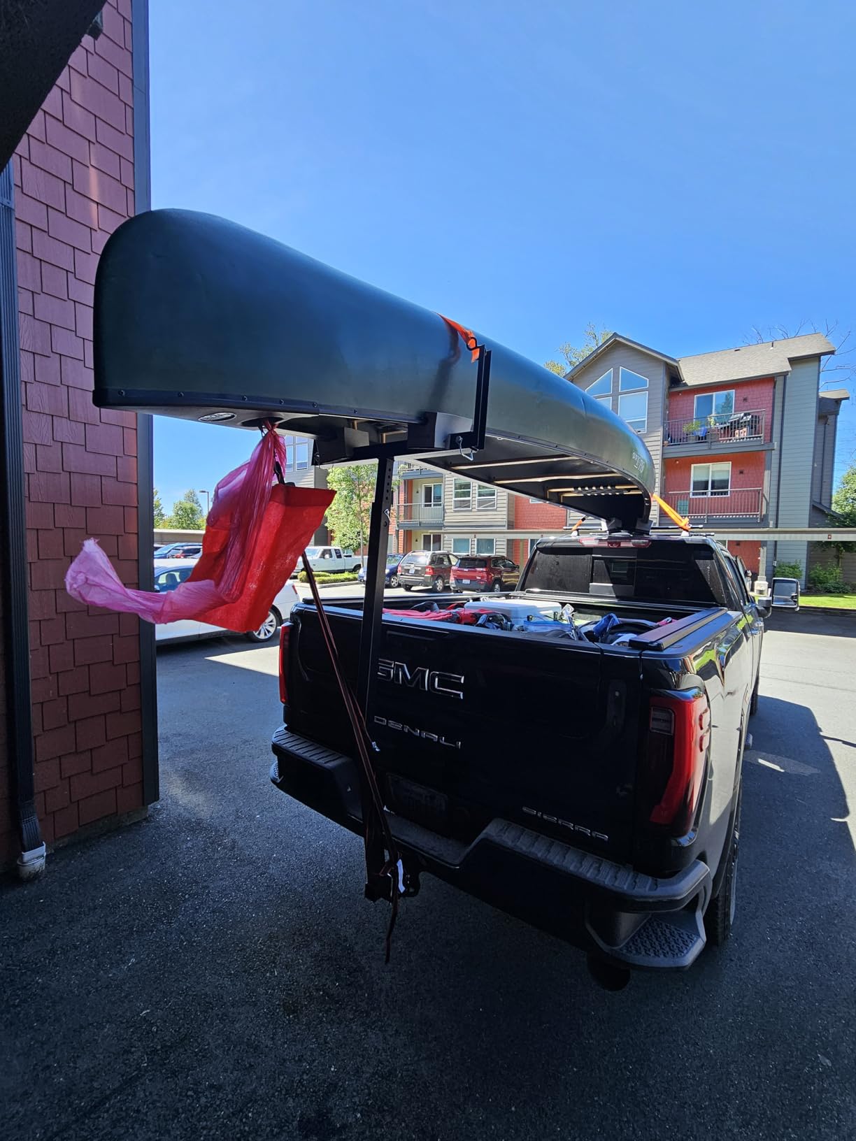 Mockins 750 Lbs Cap Truck Bed Extender Hitch Mount | 2-in-1 All-Weather Steel Canoe Rack & Kayak Trailer with Stabilizer & Straps | Versatile Truck Bed Hitch Extender for Ladders, Pipes, Lumber & More customer photo 2