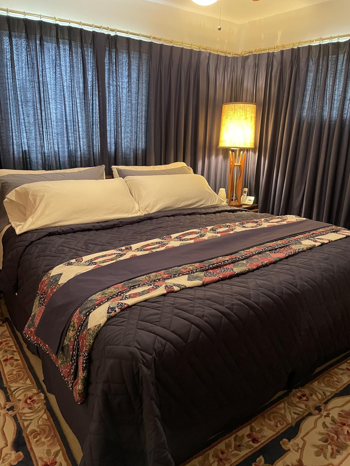 HORIMOTE HOME Quilt Set Queen Size Navy Blue, Classic Geometric Diamond Stitched Pattern, Ultra Soft Microfiber Lightweight Bedding Bedspread Coverlet for All Season with 1 Quilt 2 Pillow Shams customer photo 2