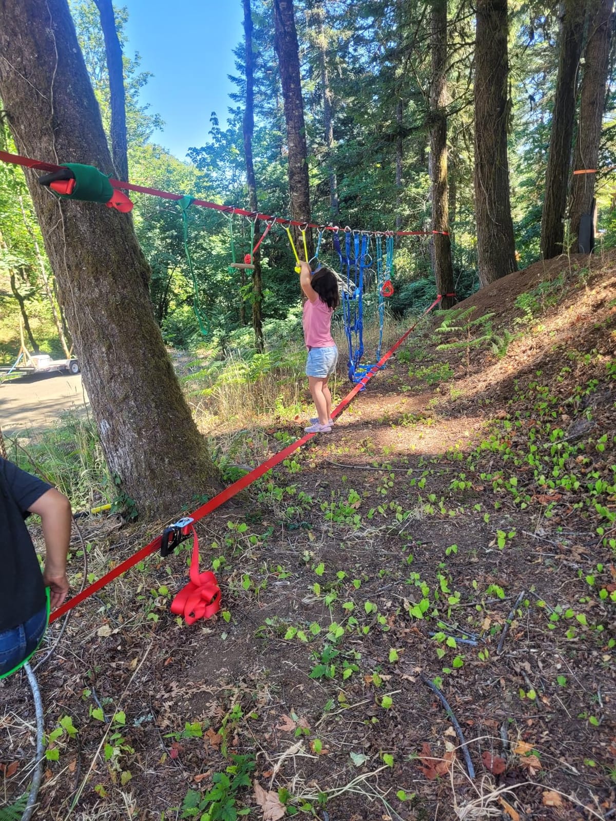 Ninja Warrior Obstacle Course for Kids Backyard - 2×50ft Slackline Kit with 10 Most Complete Accessories for Boys & Girls, Swing, Rope Ladder, Gymnastic Ring, Climbing Net, Arm Trainer and Monkey Fist customer photo 1