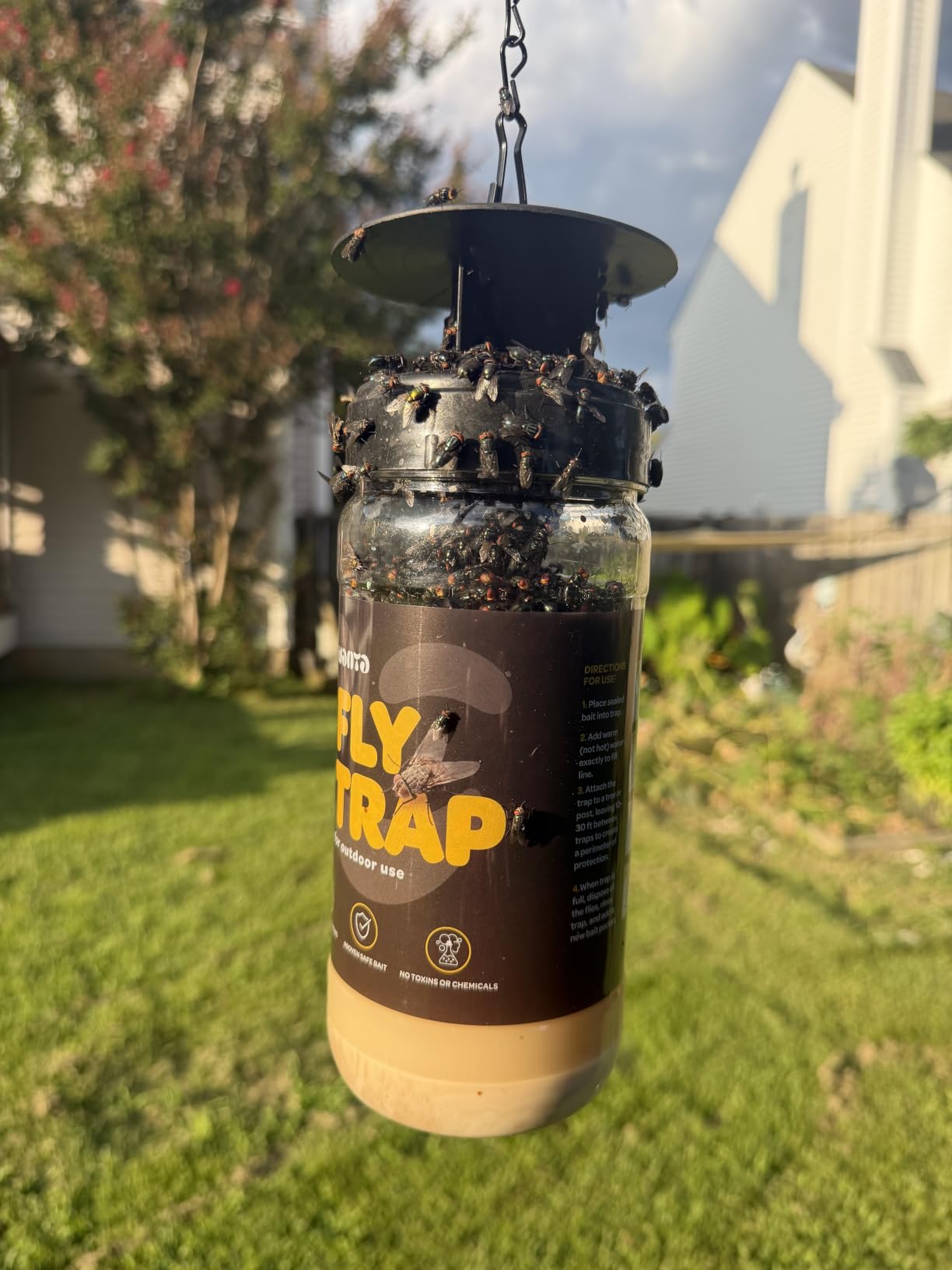 Outdoor Fly Trap [2 Pack] Fly Traps Outdoor with Dissolvable Non-Toxic Bait - Controls Flies for Patios, Hanging Fly Traps with Tie Included customer photo 1