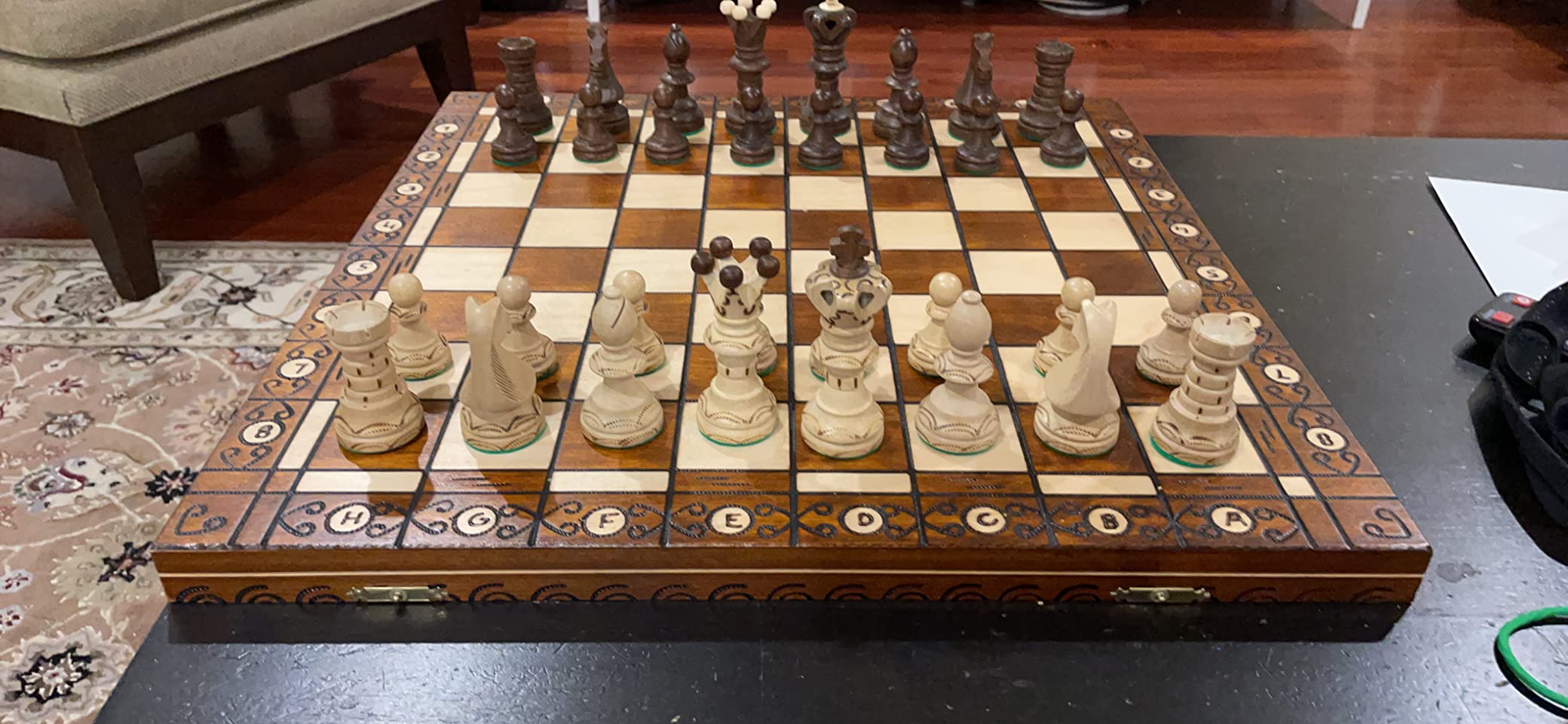 Handmade European Wooden Chess Set with 21 Inch Board and Hand Carved Chess Pieces customer photo 1