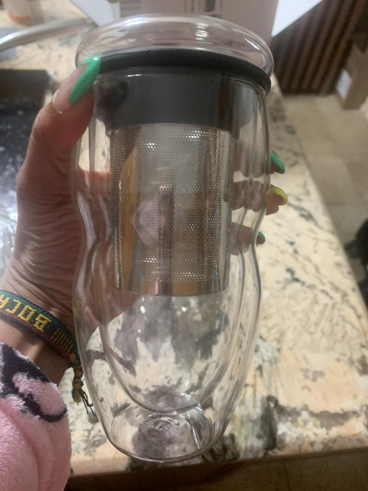 BTaT- Double Wall Glass Tea Cup With Stainless Steel Infuser and Lid, 16 oz, Borosilicate Glass Tea Mug Infuser, Gifts for Tea Lovers customer photo 2