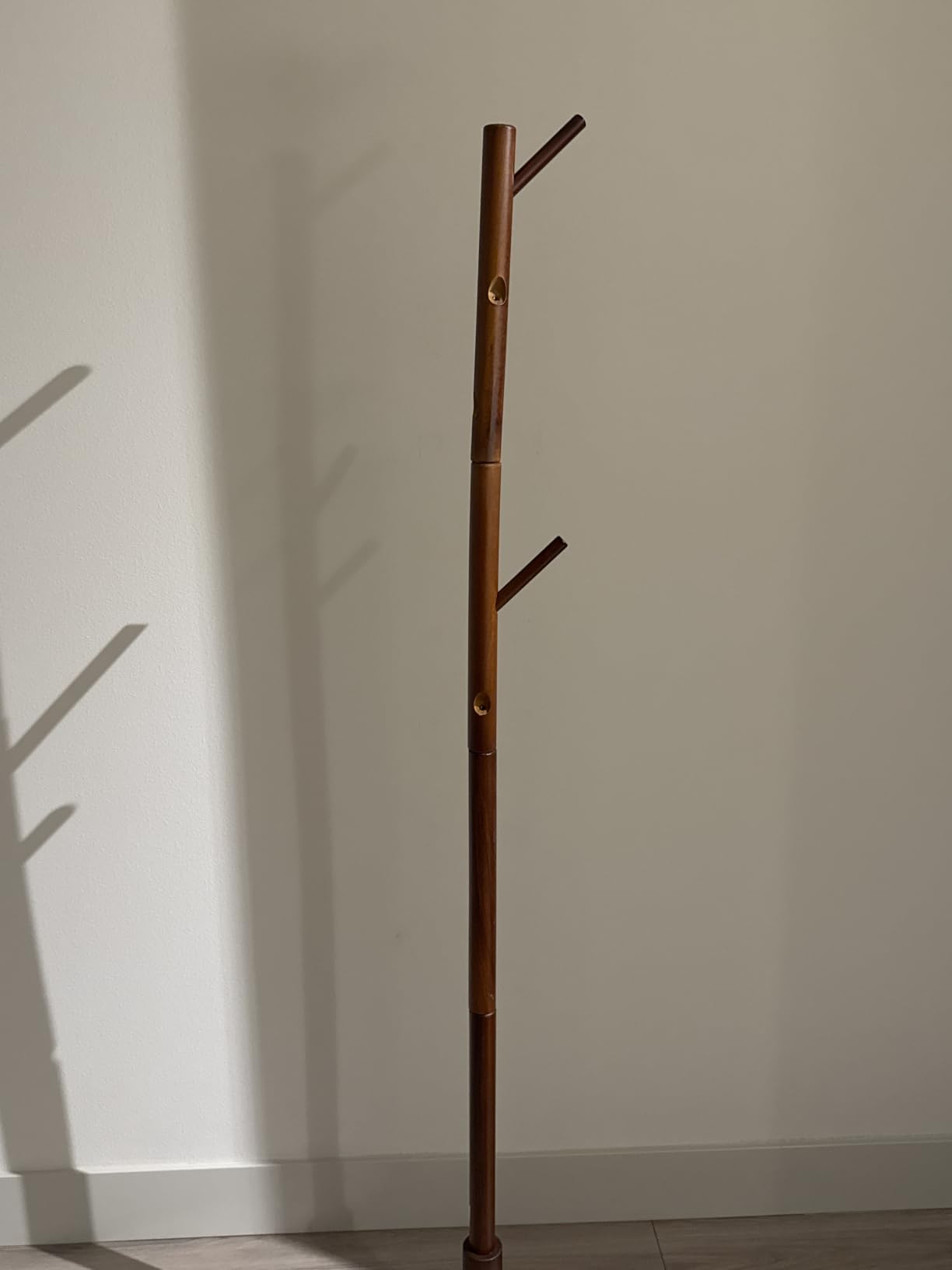 Pipishell Solid Wooden Coat Rack Freestanding with 8 Hooks, Brown | 3 Height Options, 100% Pine Wood, Tool-Free Assembly, Large Triangular Base, Smooth Rods & Hooks Prevent Clothing Snags customer photo 2