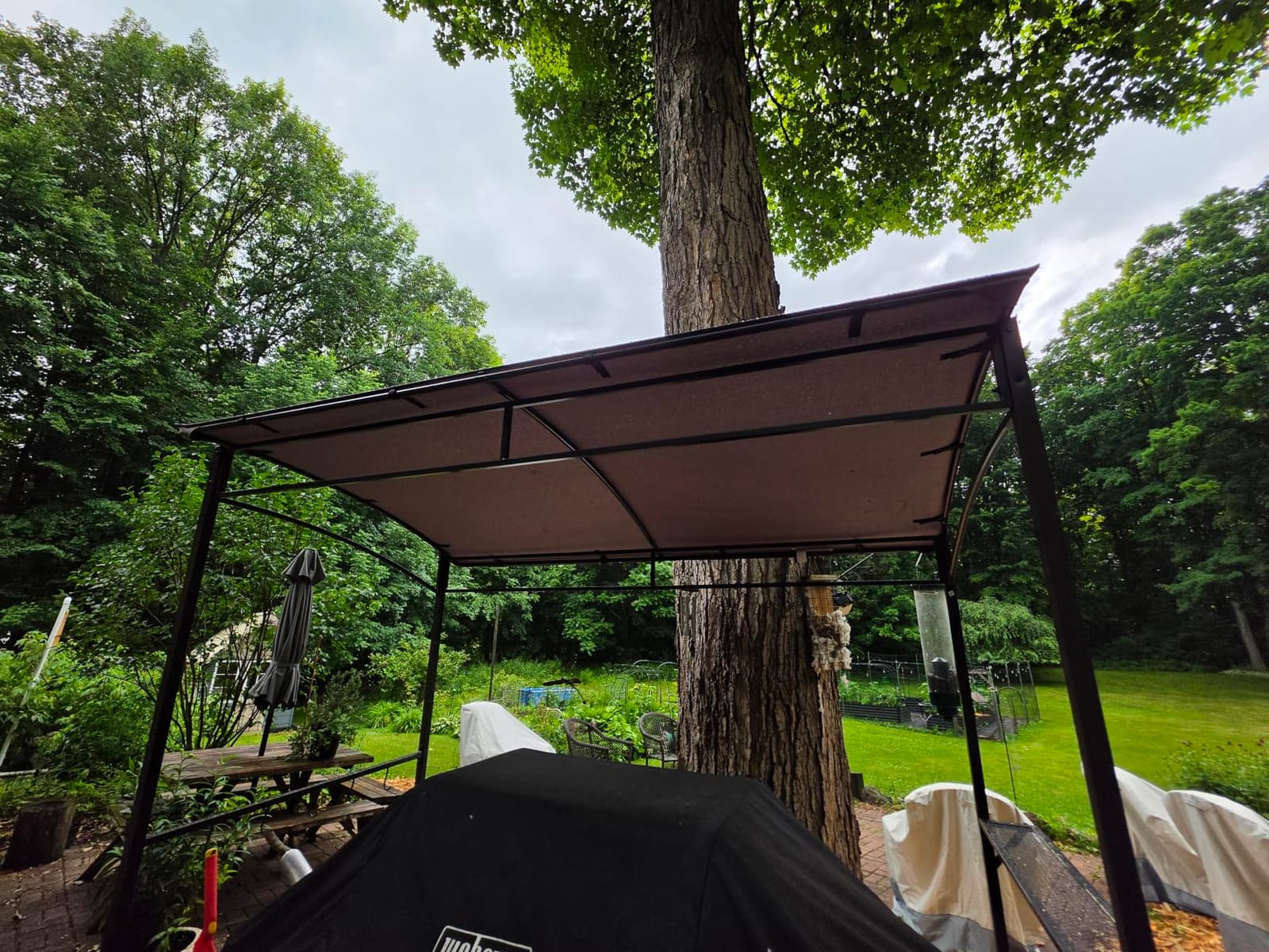 Tangkula 7ft Grill Gazebo, Patio Barbecue Canopy with Serving Shelf and Storage Hooks, Curved Grill Shelter w/Heavy-Duty Steel Frame Sunshade Gazebo for Outdoor Garden (Coffee) customer photo 1