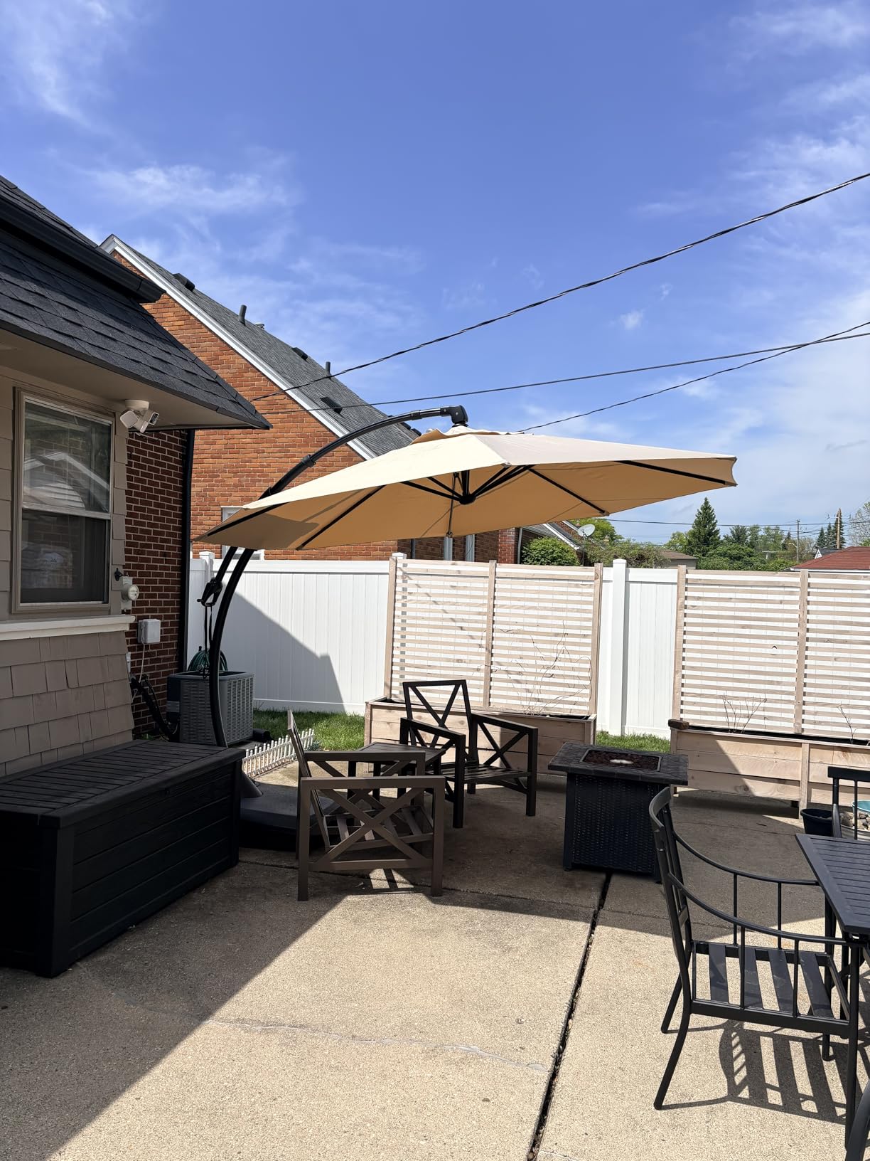 Grand patio 11FT Cantilever Round Umbrella with Base, Champagne customer photo 2