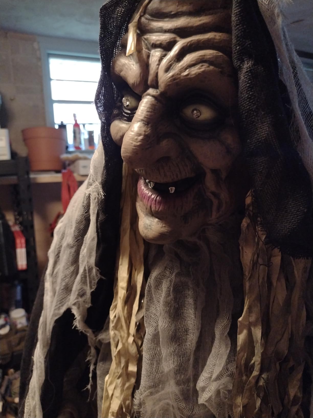Haunted Hill Farm Life-Size Scary Poseable Talking Witch, Halloween Animatronic with Touch Activated Lights and Sound, Battery Operated Indoor or Covered Outdoor Halloween Decorations, Halloween Prop customer photo 1