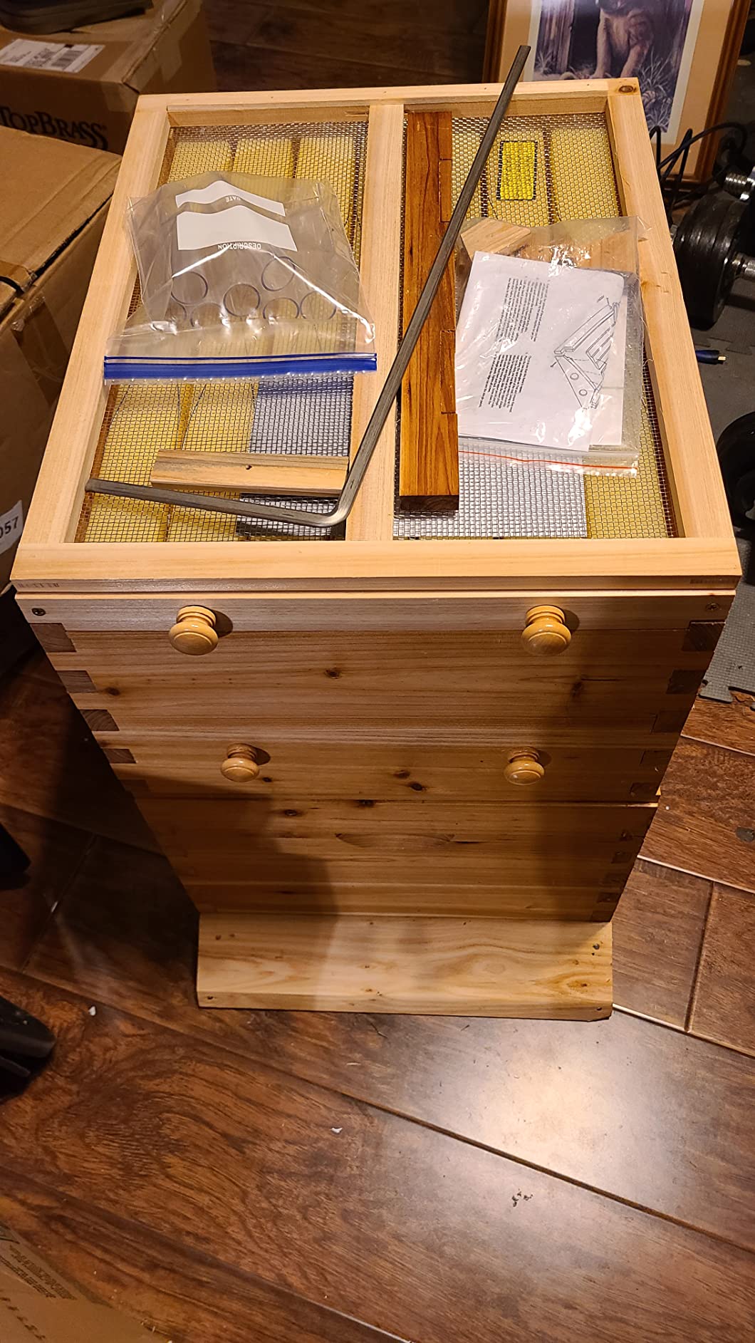 LANGLANG Automatic Wooden bee hive House kit with 7 PCS Upgraded Auto Frame Comb-Beehive Box Honey Free harvesting customer photo 2