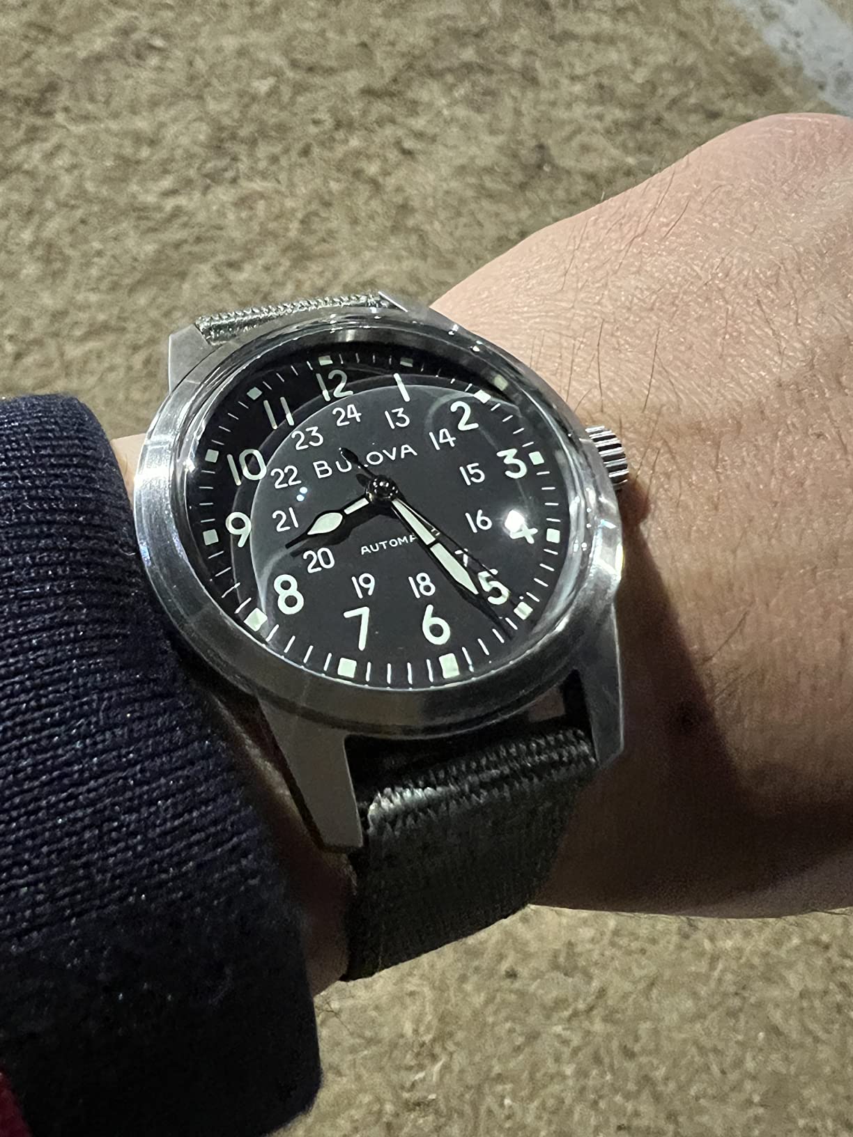 Bulova Men's Military Heritage Hack Veteran's Watchmaking Initiative Watch in Stainless Steel with 3-Hand Automatic, Green NATO Strap Style: 96A259 customer photo 2
