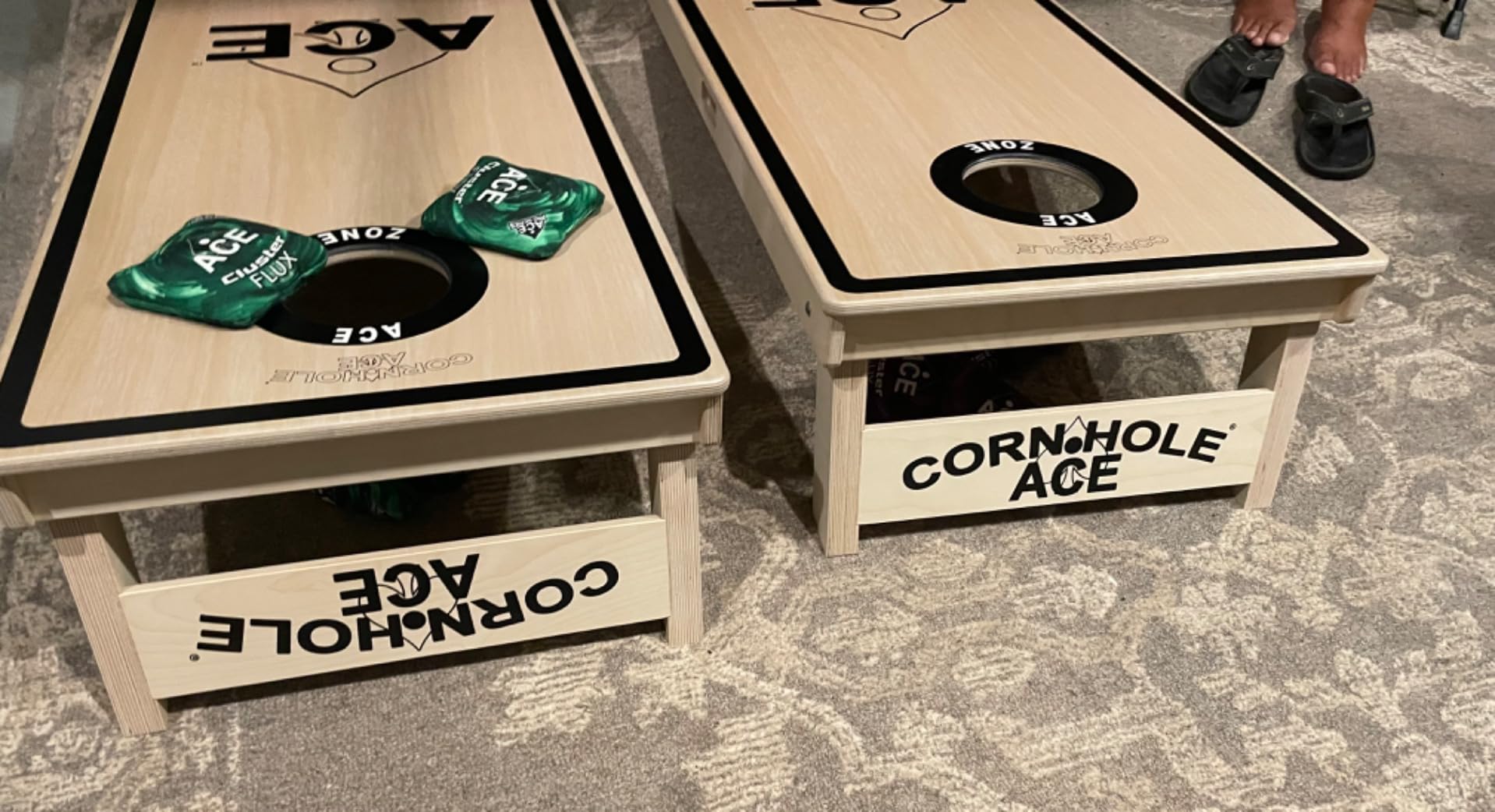 CornholeAce ACE PRO Professional Cornhole Boards - No Bounce! Triple Wide Legs, 3/4