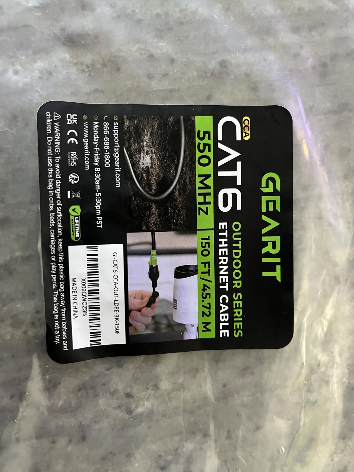 GEARit Cat 6 Ethernet Cable 150 Ft, Outdoor Direct Burial Cat6 Cord, Black customer photo 2