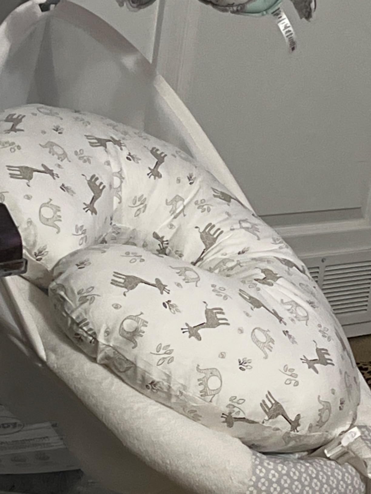 LAT Nursing Pillow for Breastfeeding,100% Cotton Removable Cover,Ergonomic Breast Feeding Pillows for Mom and Baby,Machine Washable(Giraffe & Elephant) customer photo 1