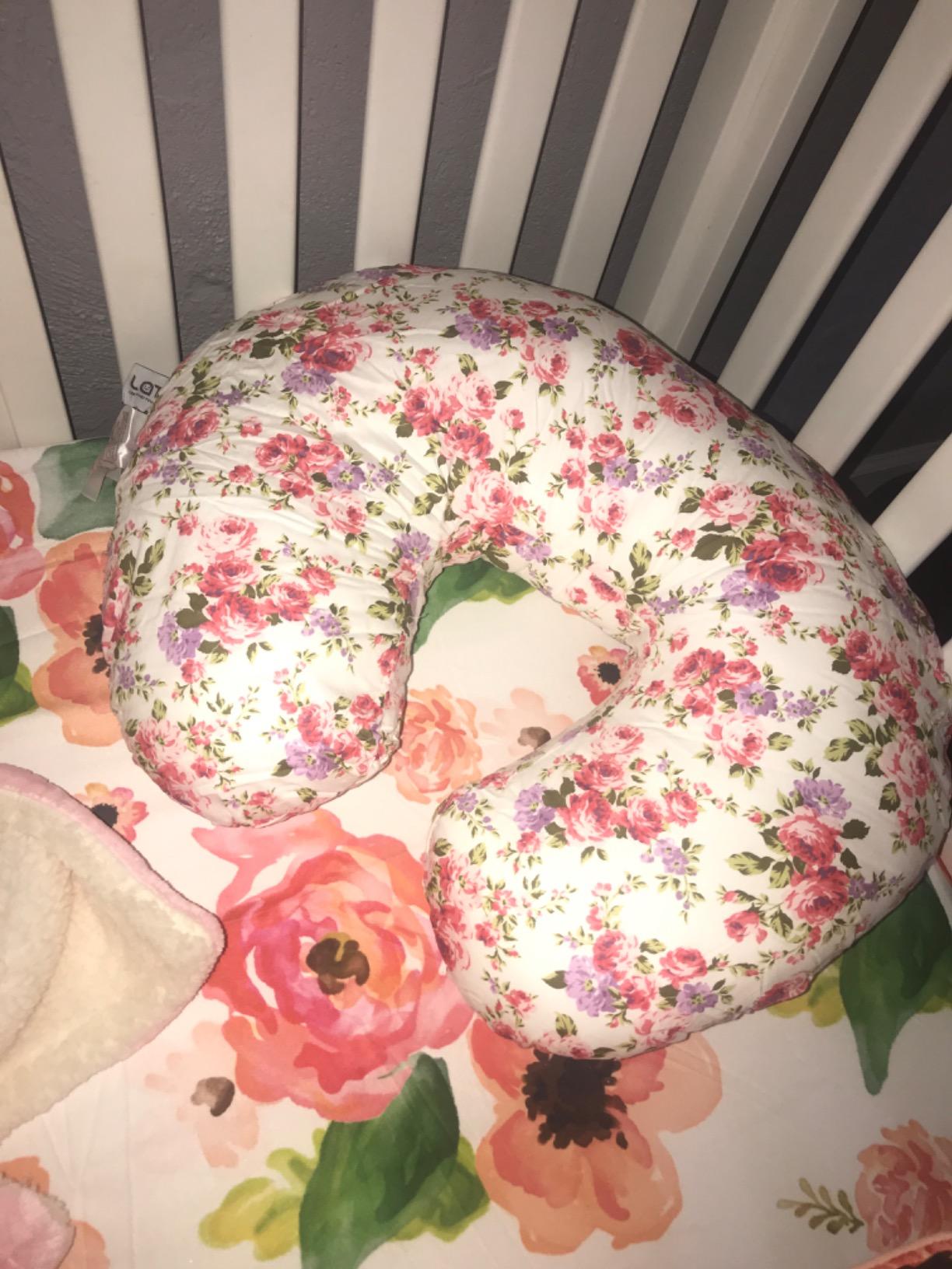 LAT Nursing Pillow for Breastfeeding,100% Cotton Removable Cover,Ergonomic Breast Feeding Pillows for Mom and Baby,Machine Washable(Giraffe & Elephant) customer photo 2