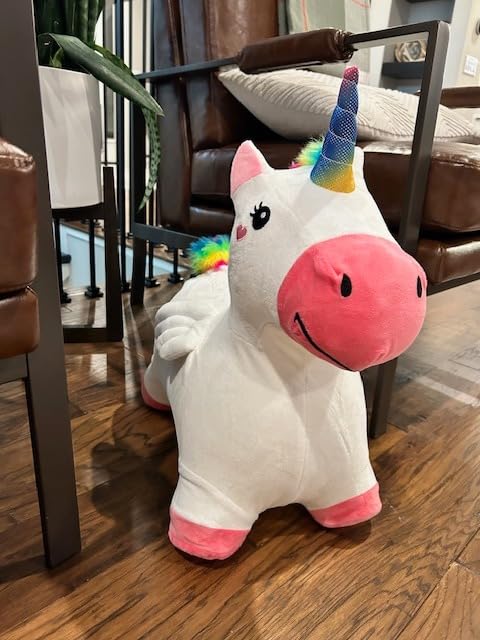 INPANY Unicorn Bouncy Horse Toys, Inflatable Unicorn with Rainbow Plush customer photo 1