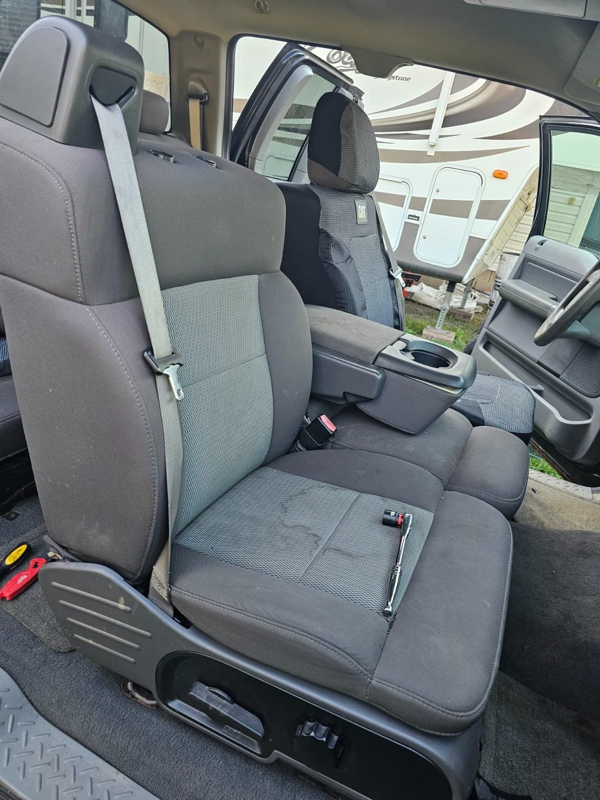 Cat MeshFlex Automotive Seat Covers for Cars Trucks and SUVs – Gray Car Seat Covers for Front Seats, Truck Seat Protectors with Comfortable Mesh Back, Set of 2 customer photo 1