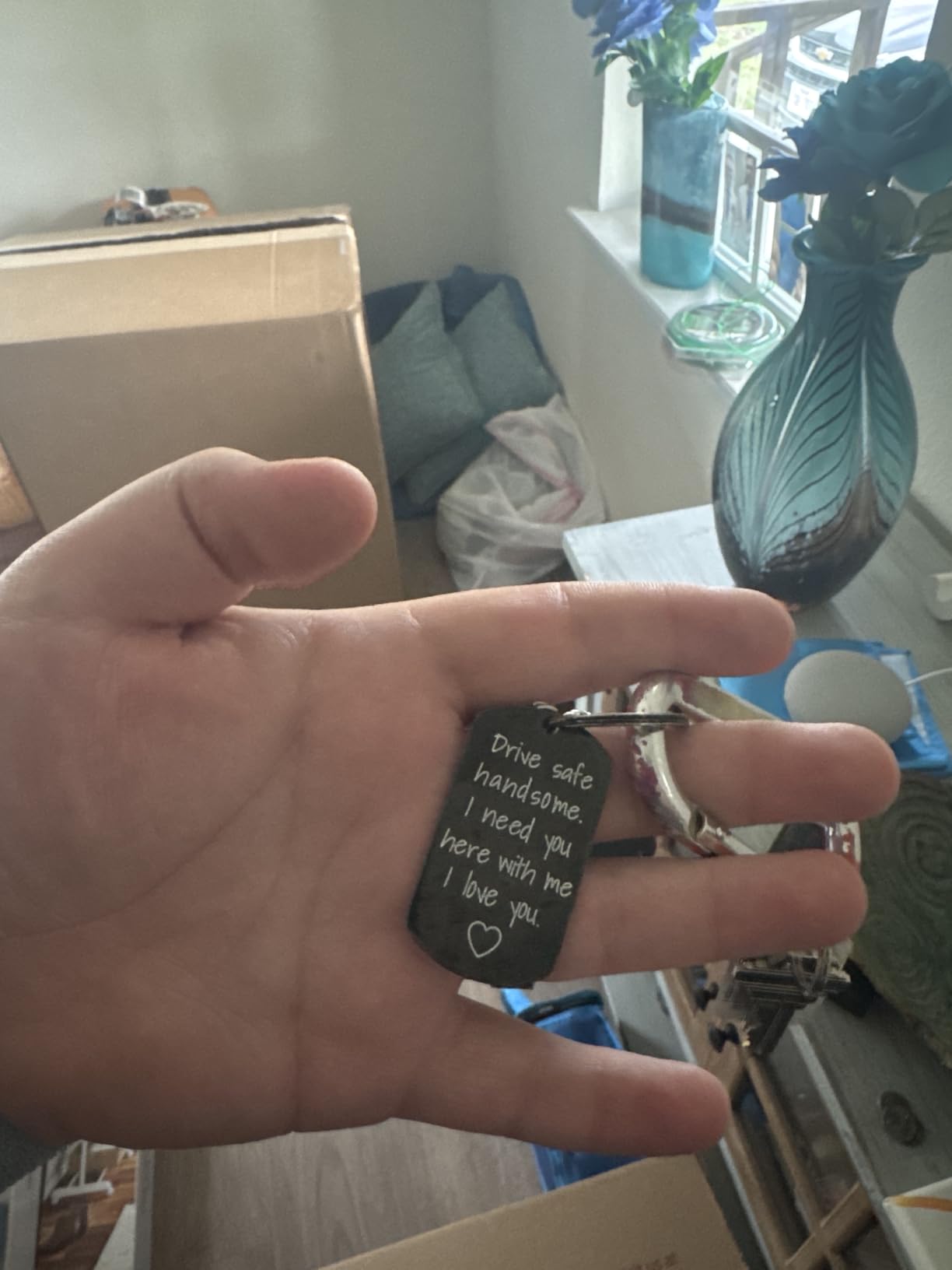 iWenSheng Drive Safe Keychain for Boyfriend Husband - Drive Safe Handsome I Need You Here With Me Keyring, Birthday Valentine’s Day Gifts for Him Men customer photo 1