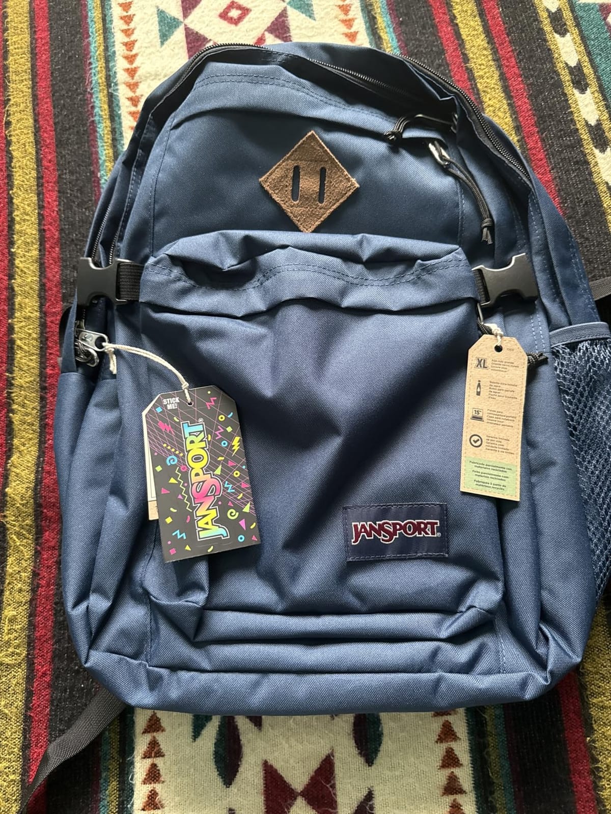 JanSport Main Campus Backpack - Travel or Work backpack w 15-Inch Laptop Sleeve and Dual Water Bottle Pockets, Navy customer photo 2
