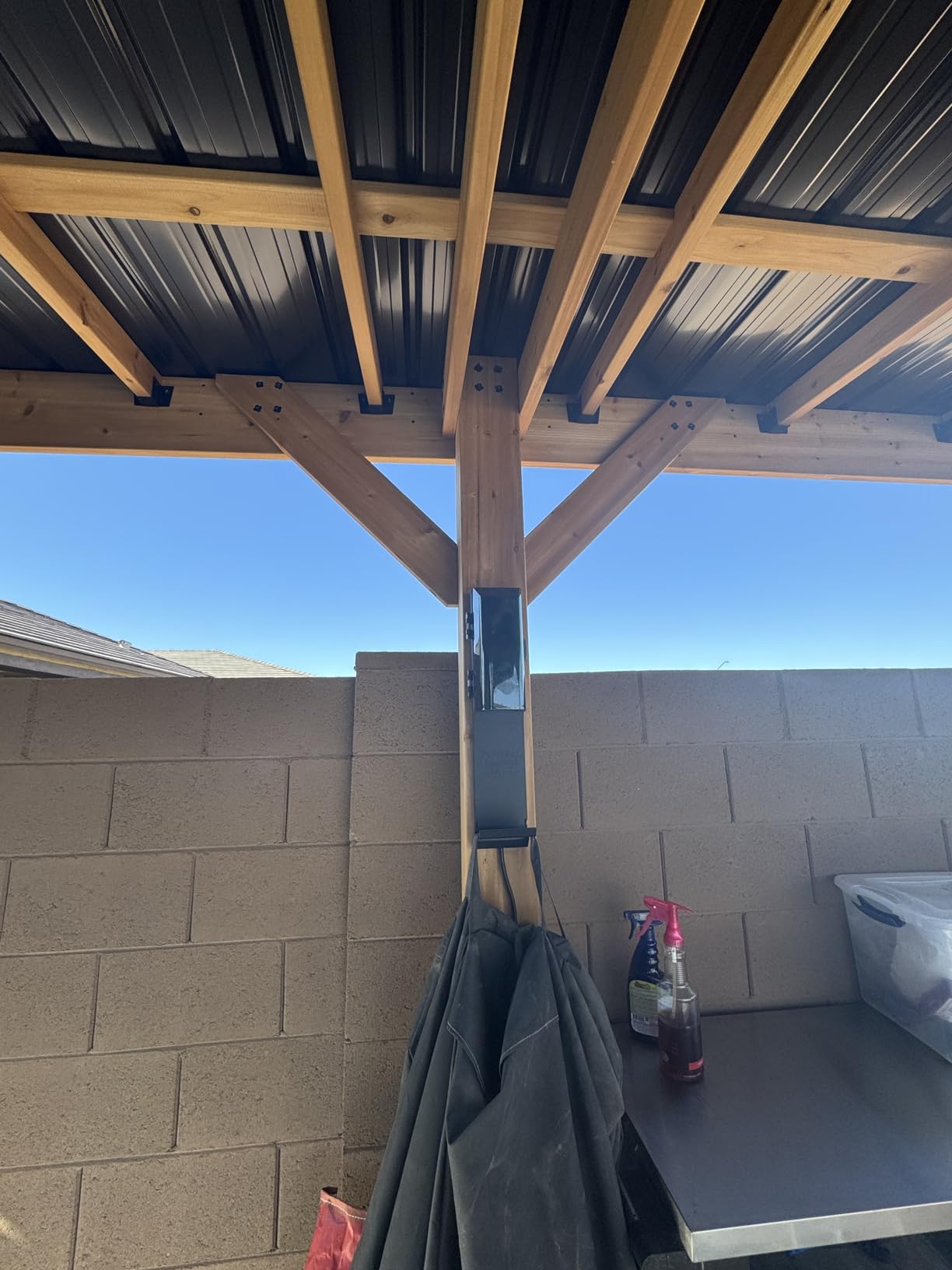 Backyard Discovery Saxony 8' x 5' Cedar Wood BBQ Grill Gazebo Pavilion with Hardtop Galvanized Steel Roof, Bar Tops, Powerport, Snow Support, Wind Resistance, Cook Station for Outdoor Patio or Deck customer photo 1