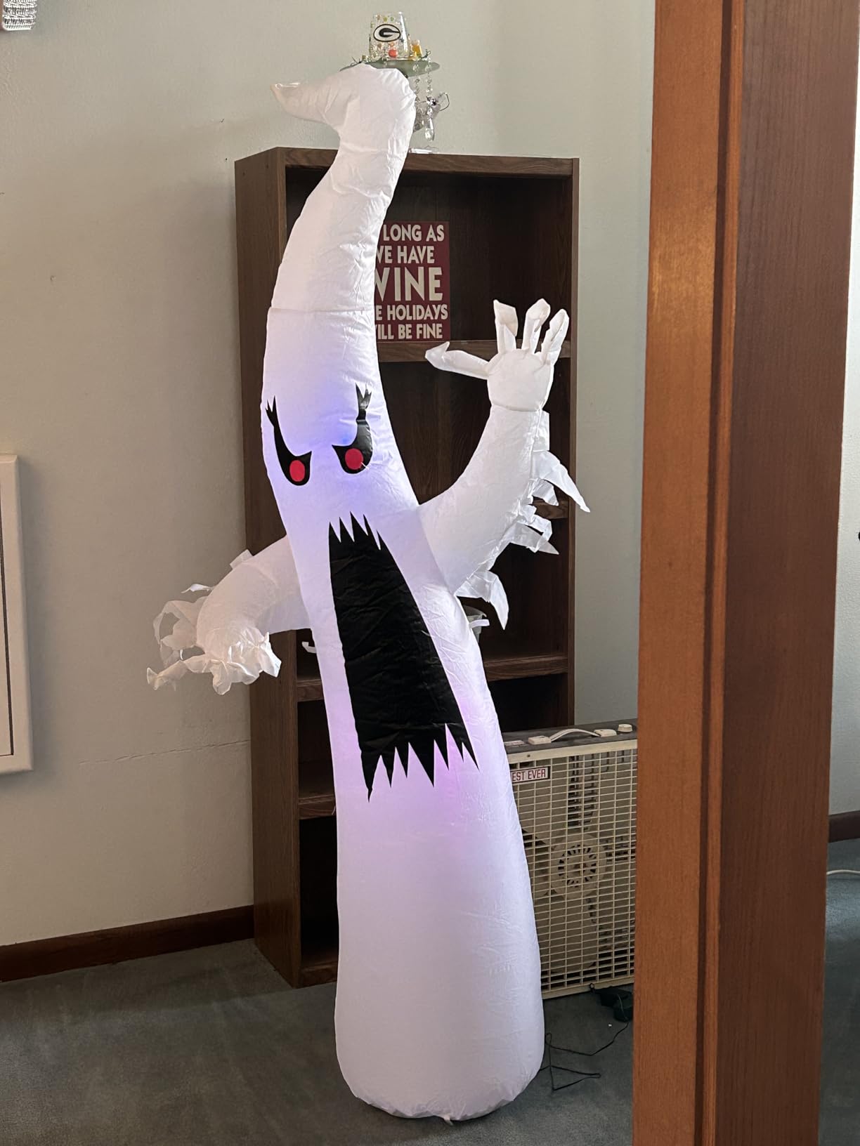 GOOSH 6 FT/12 FT Halloween Inflatables Ghost Outdoor Decorations Blow Up Yard Scary Red Eye Dimming Ghost with Built-in Colorful LEDs for Garden Lawn Indoor Party Decor customer photo 2
