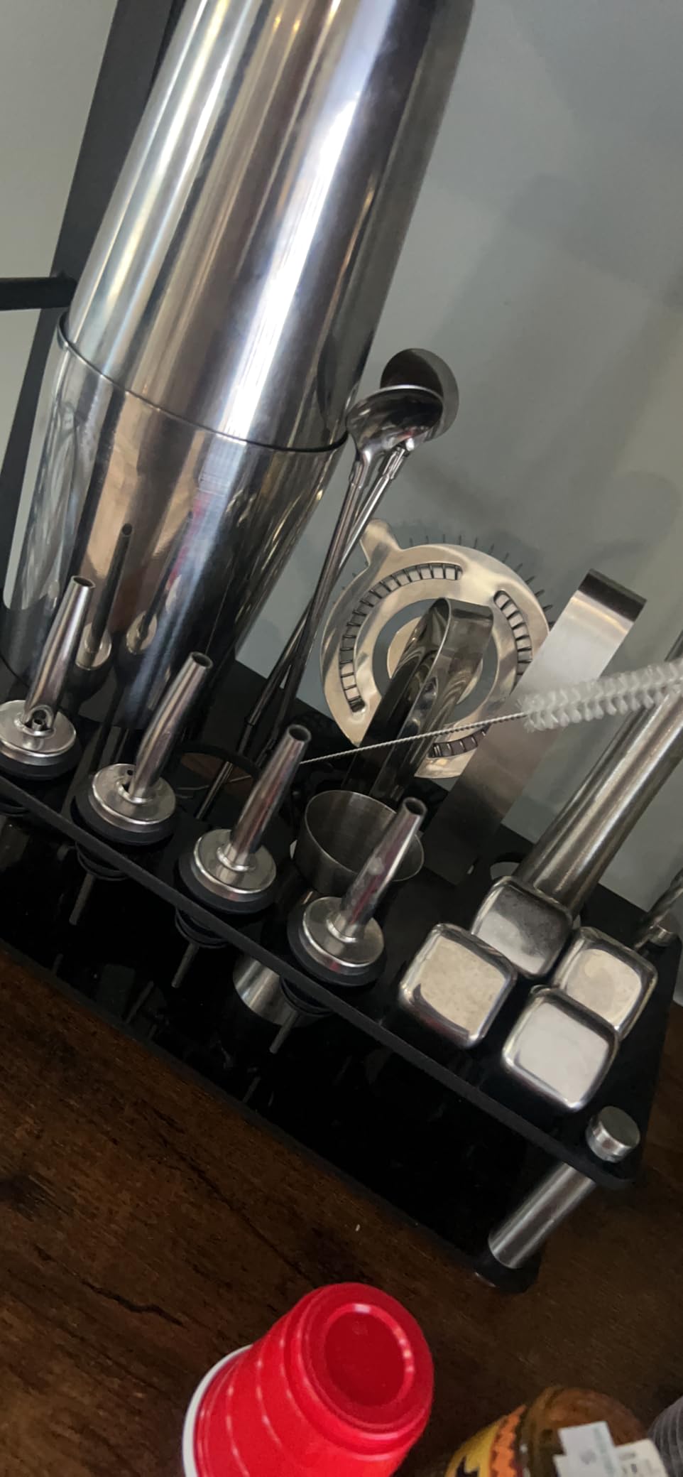 KINGROW Cocktail Shaker Set, 23 Piece Bartender Kit with Stand Silver customer photo 2