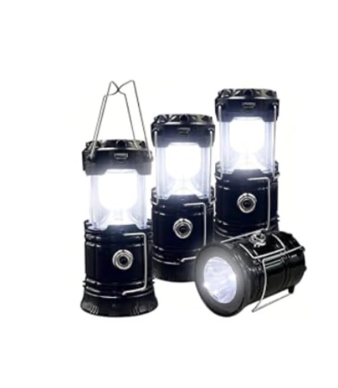 Collapsible Portable LED Camping Lantern XTAUTO Lightweight Waterproof Solar USB Rechargeable LED Flashlight Survival Kits for Indoor Outdoor Home Emergency Light Power Outages Hiking Hurricane 4-Pack customer photo 2
