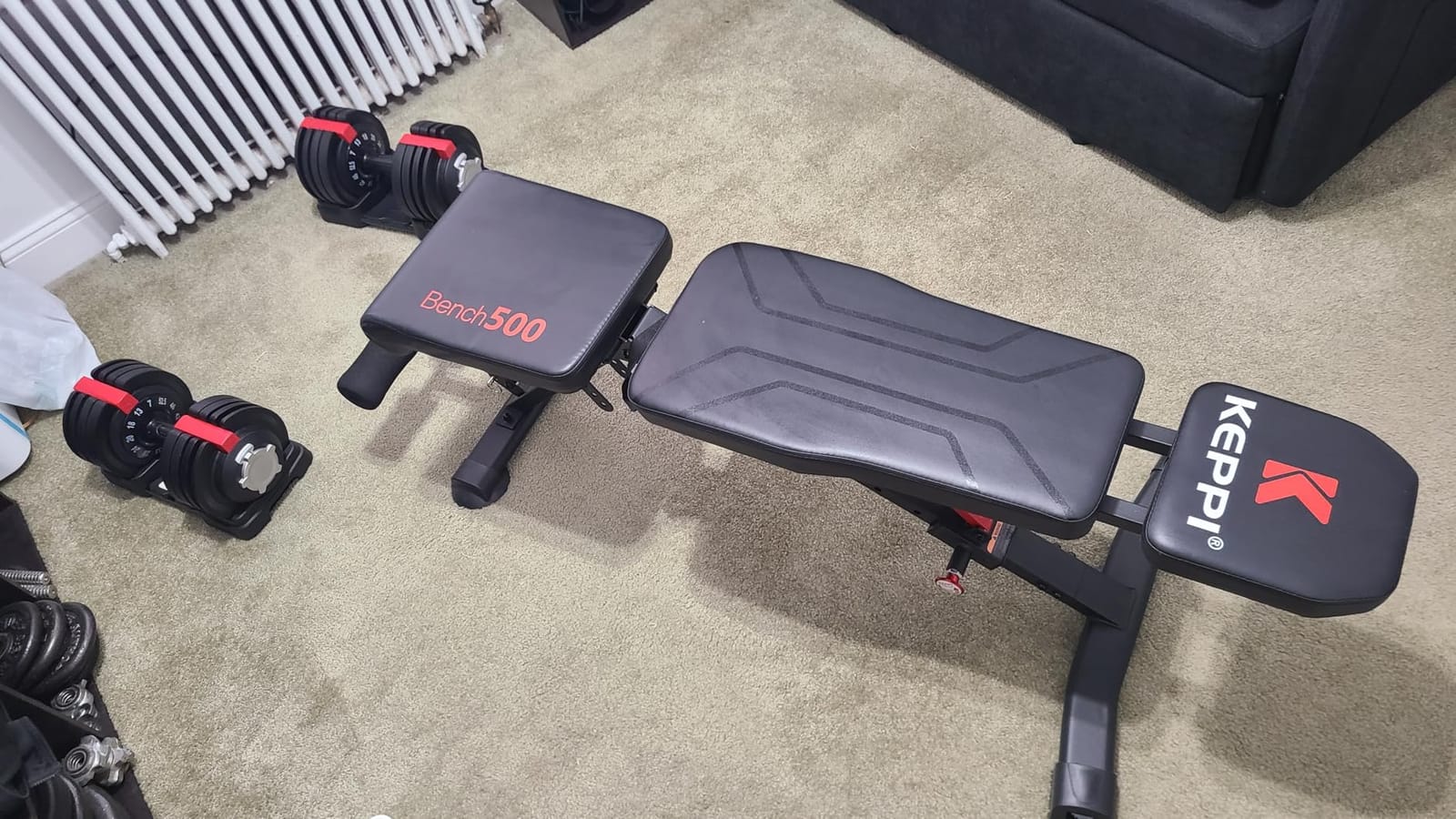 Keppi Weight Bench 900Lb, Adjustable Foldable Sturdy Bench for Home Gym | 900LB Flat capacity,11 back adjustments,fast-fold,30lb portable, PU leather, bands included,home gym & apartment customer photo 1