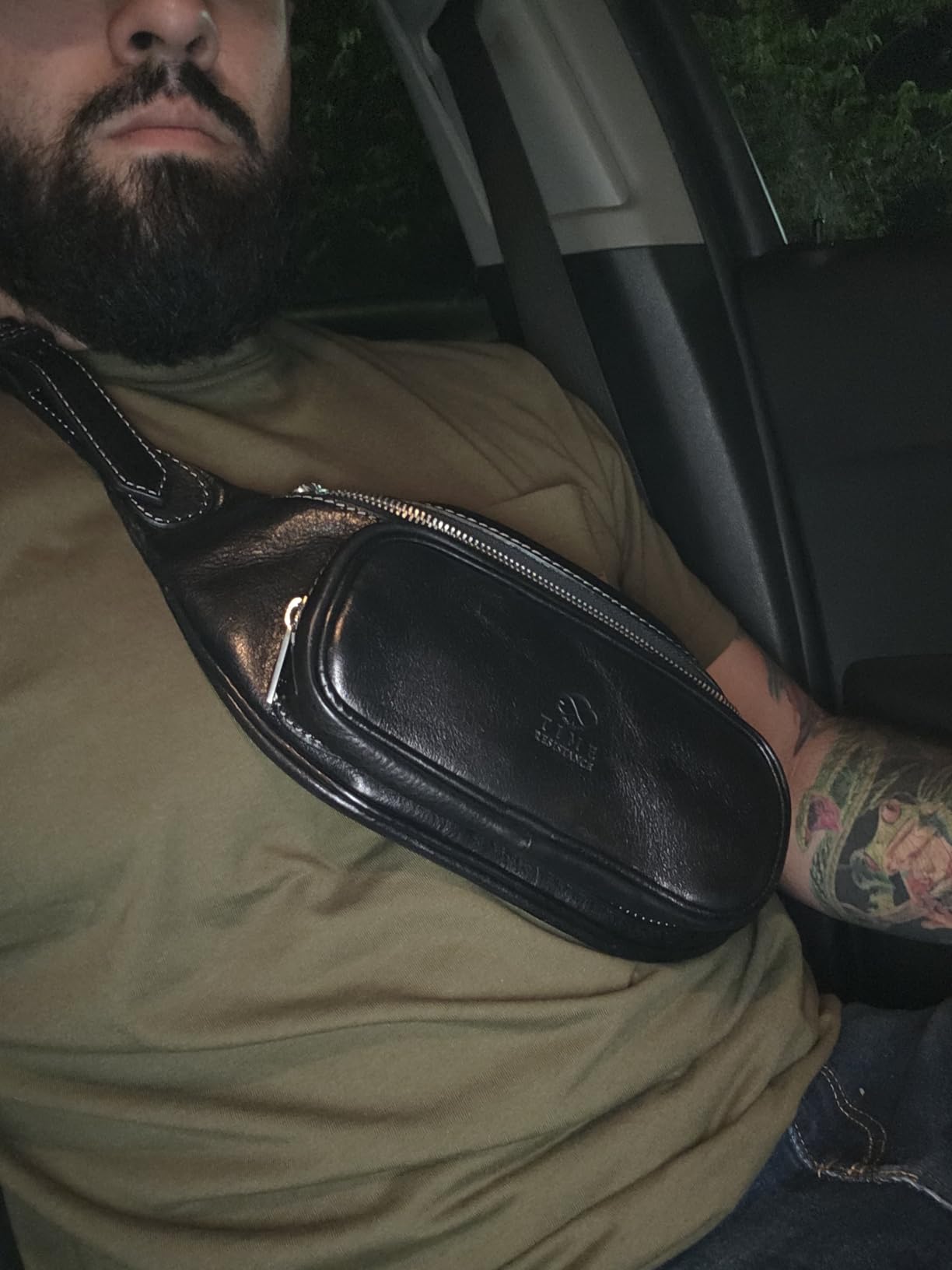 Time Resistance Leather Waist Pack - Belly Bag, Belt Bag, Fanny Pack - Handmade in Italy (Cognac Brown) customer photo 1