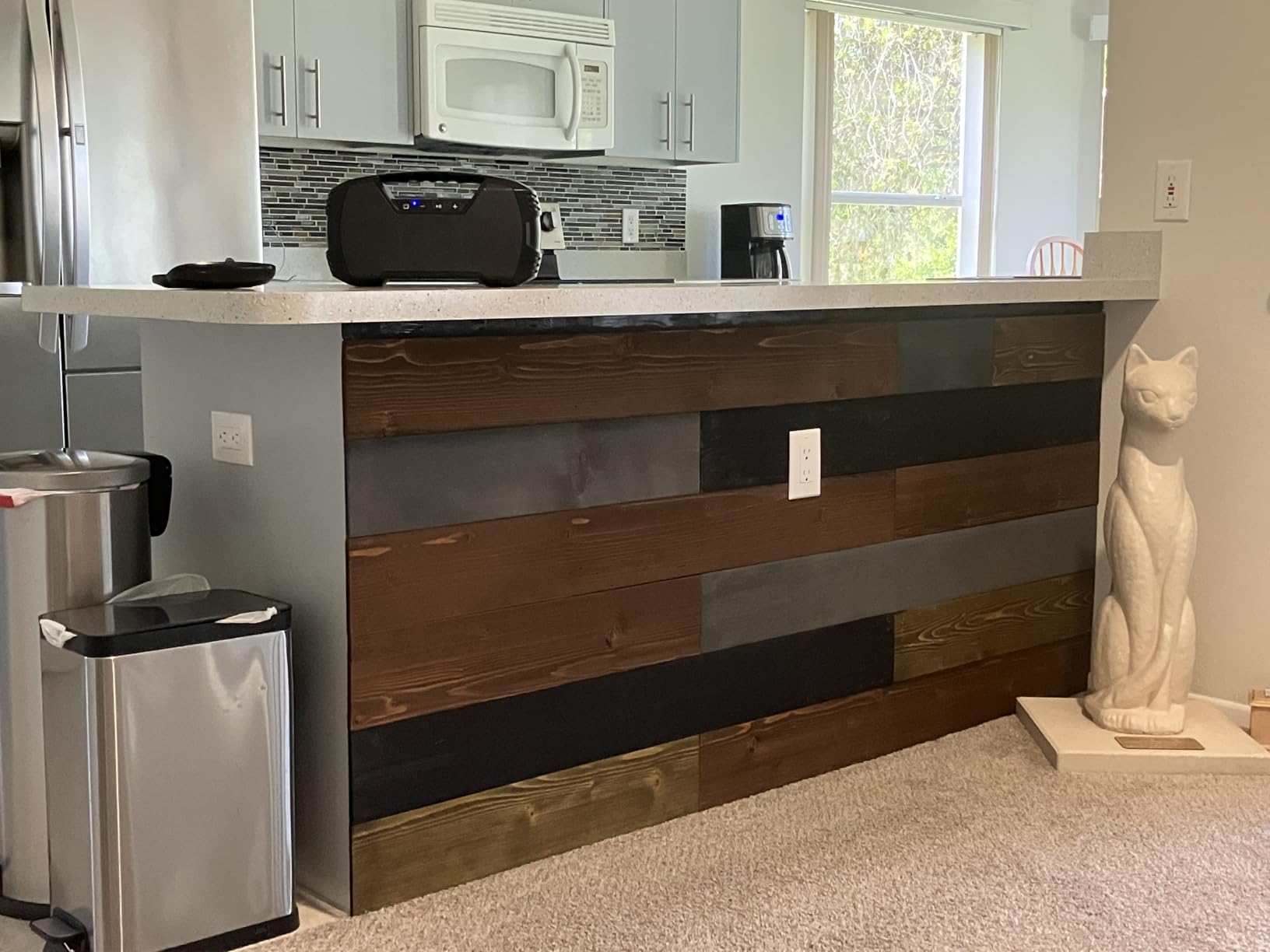 BoscoMondo 5.5 Inches Wide Barnwood Wall Planks, Rustic Solid Wood Panels, Accent Wall Decor - 48 Inches Long Panels, 12 Pack, 22 Sqr Ft, Variety colors customer photo 2