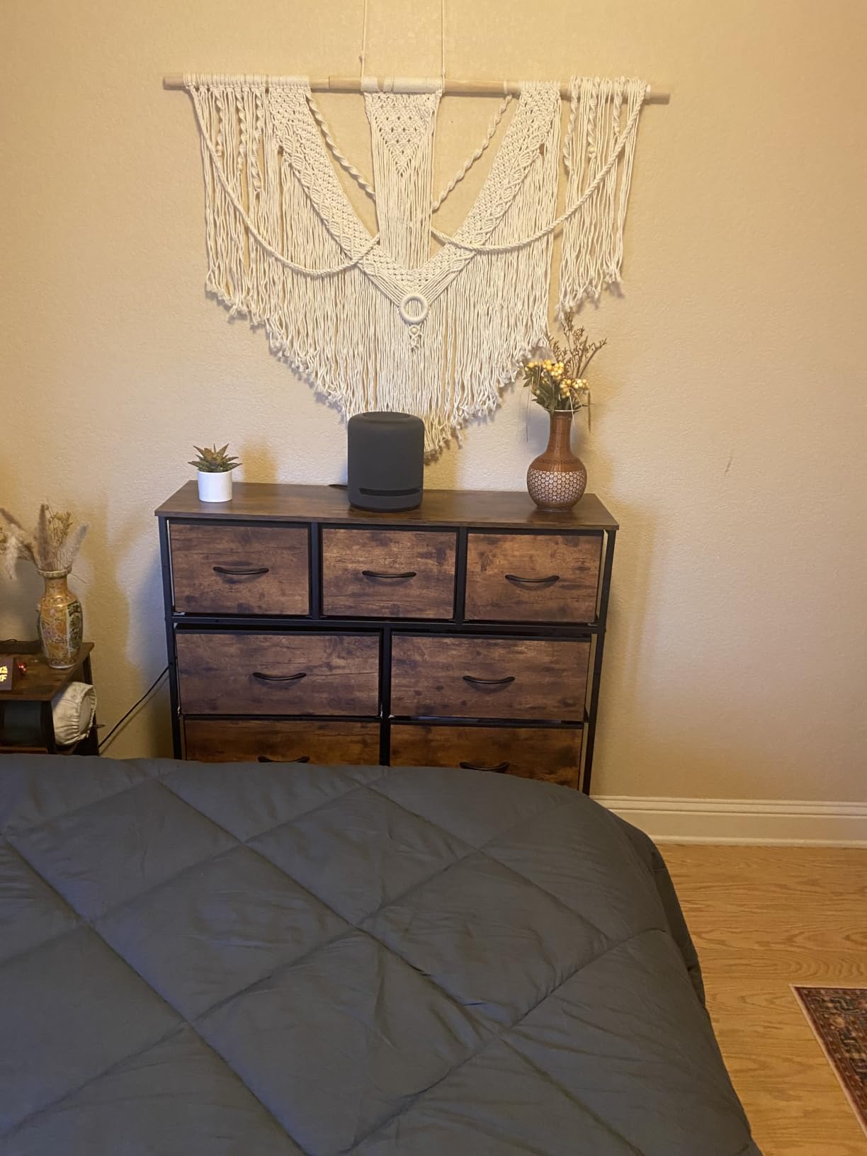 WLIVE Tall Dresser for Bedroom, 9 Drawer Chest of Drawers, Rustic Brown | 9 roomy fabric drawers, Tall storage design, Bedroom or closet use, Sturdy steel frame, Smooth wood tabletop customer photo 1