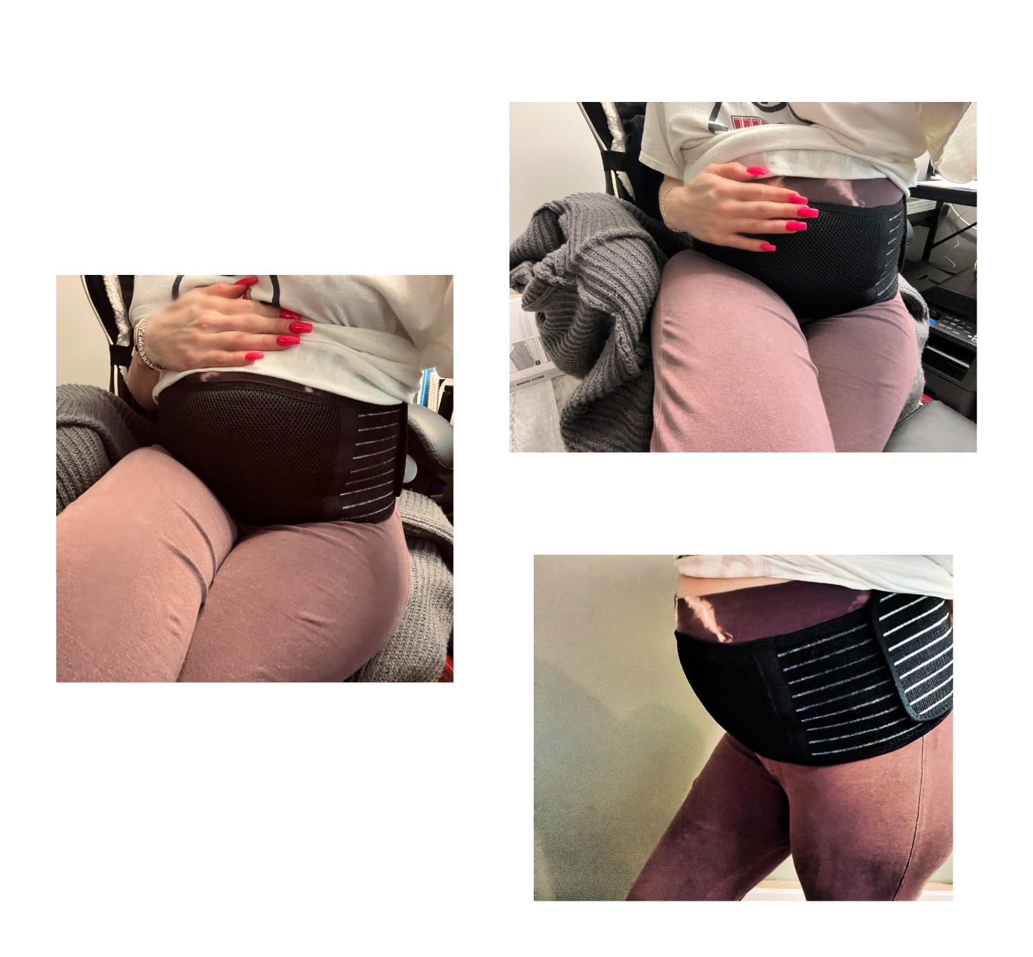 ChongErfei Pregnancy Belly Band Maternity Belt Back Support | Abdominal Binder Back Brace - Relieve Back, Pelvic, Hip Pain for Pregnancy Recovery (Black, One Size) customer photo 1