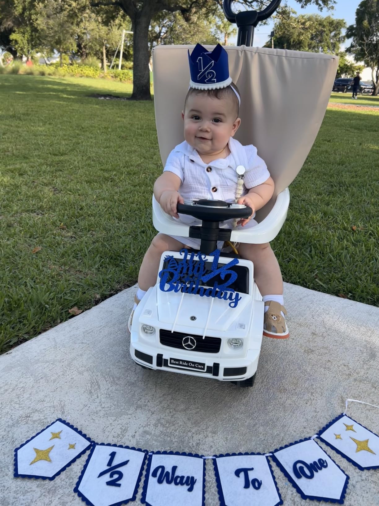 Best Ride On Cars Kids Outdoor Stroller Mercedes G-Wagon for Toddlers 1 to 3 Years Old with Music, Horn Sounds, and Handle, White customer photo 2