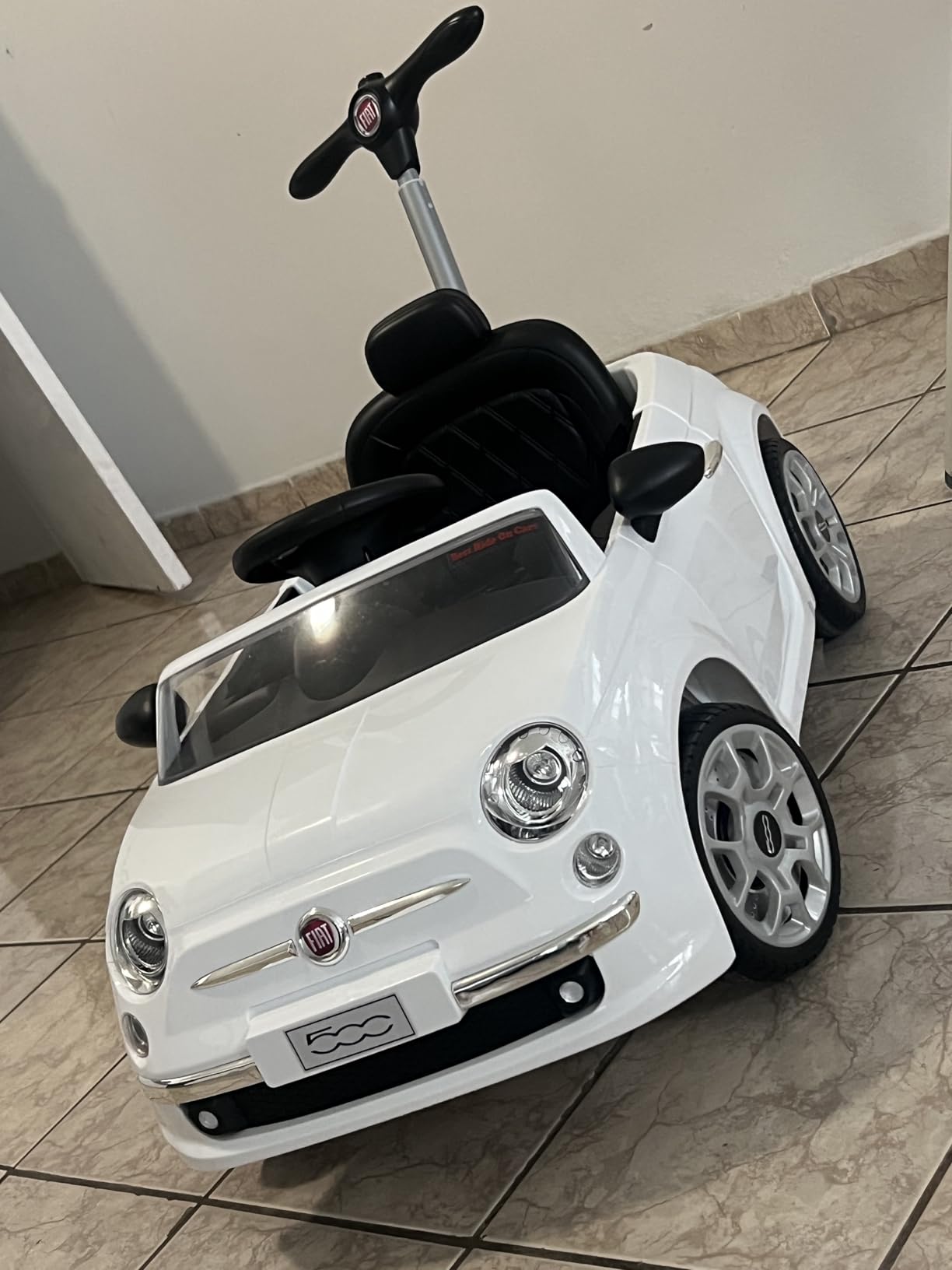 Best Ride On Cars Fiat 500 Push Car, with Stroller, Adjustable Footrest and Handle, Horn, Music, Stable Wheels, For Kids Aged 2-3 Years, 37 x 19 x 12 inches, Large, White customer photo 2