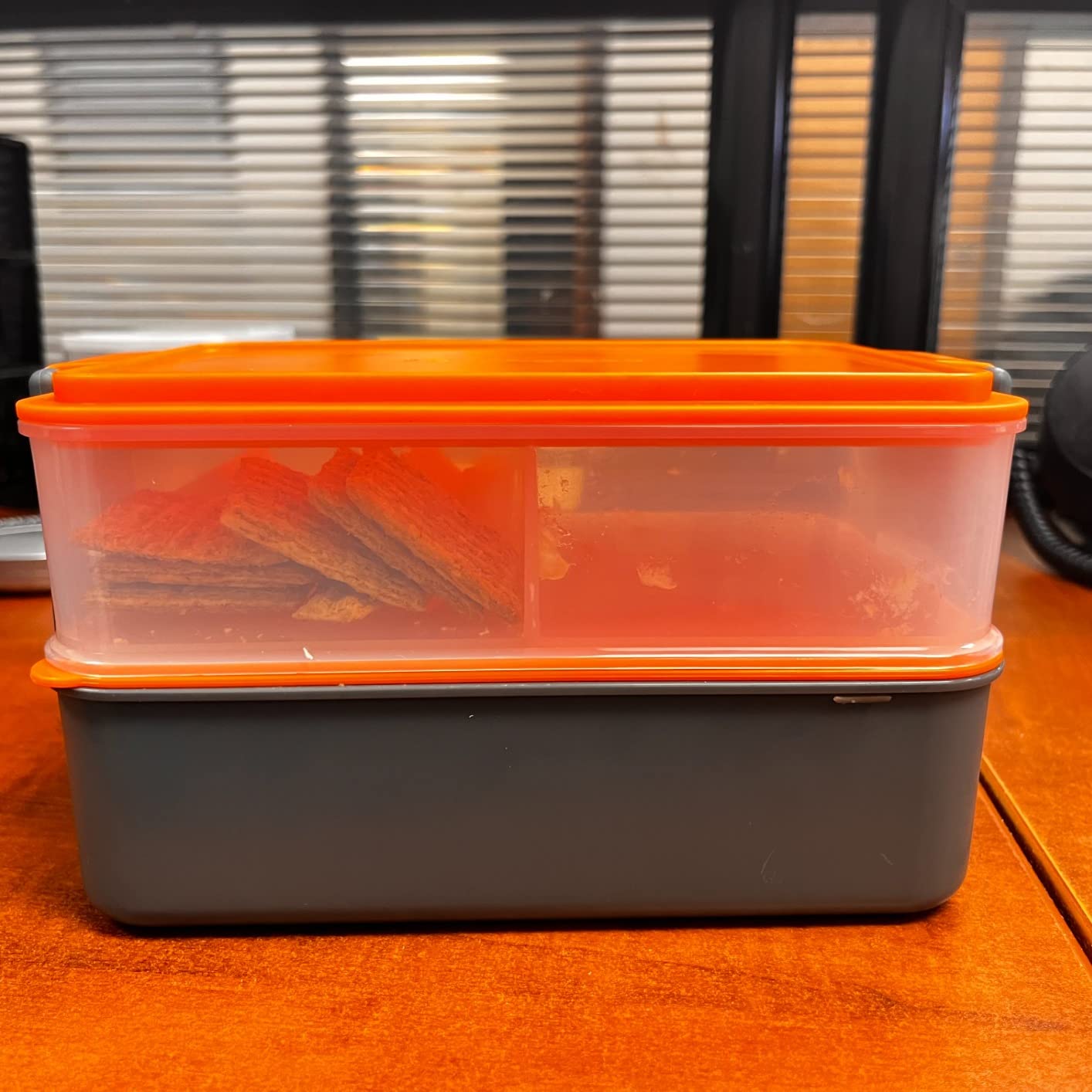 linoroso Stackable 2-Tier Adult Bento Box, 4 Compartments - Pale Mint | leakproof bento lunch box with fork & spoon + sauce cups, microwave/dishwasher safe, perfect for office, school & daily meals customer photo 1
