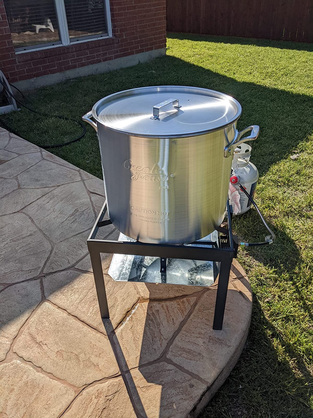 Creole Feast SBK0801 80 Qt Seafood Boiling Kit with Strainer, Aluminum | Outdoor Propane Gas Seafood Boil Pot and Basket with 100,000 BTUs Propane Burner and 10 PSI Regulator, Black & Silver customer photo 2