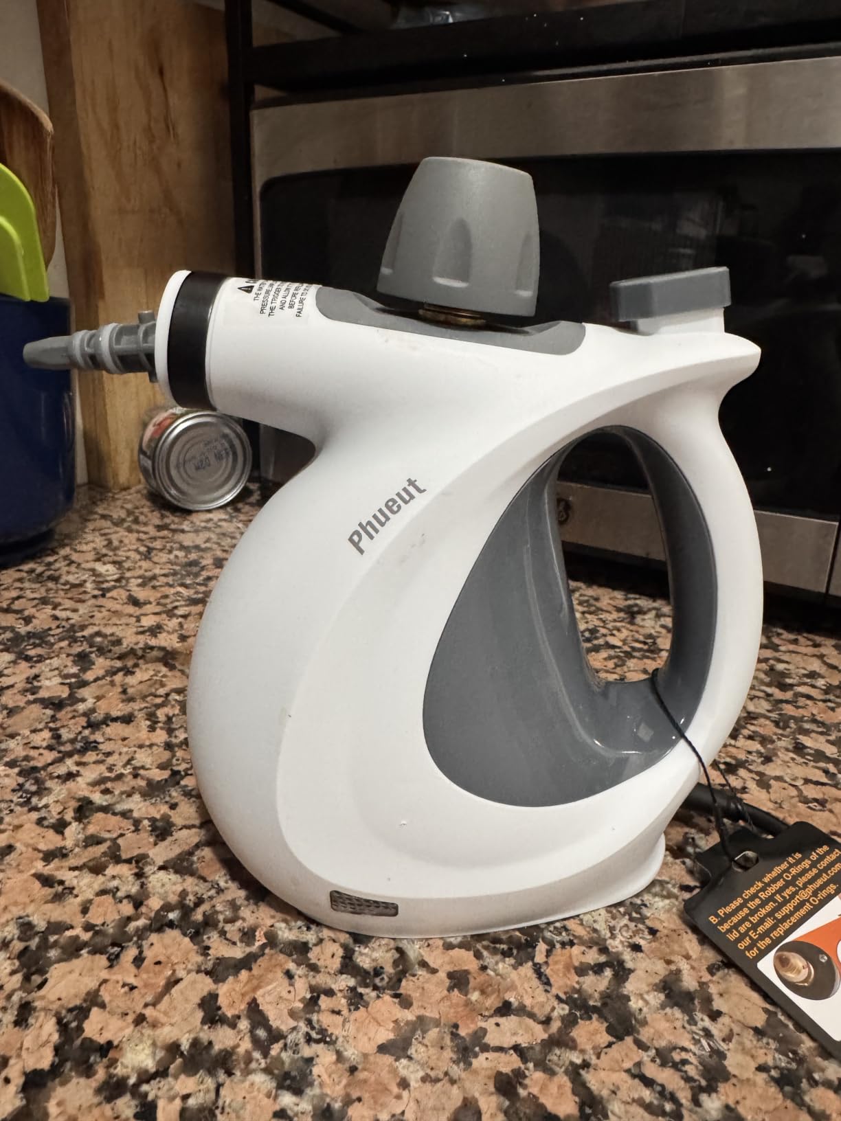 Phueut Pressurized Handheld Multi-Surface Natural Steam Cleaner with 12 pcs Accessories, Multi-Purpose Steamer for Home Use, Steamer for Cleaning Floor, Upholstery, Grout and Car (Grey) customer photo 2